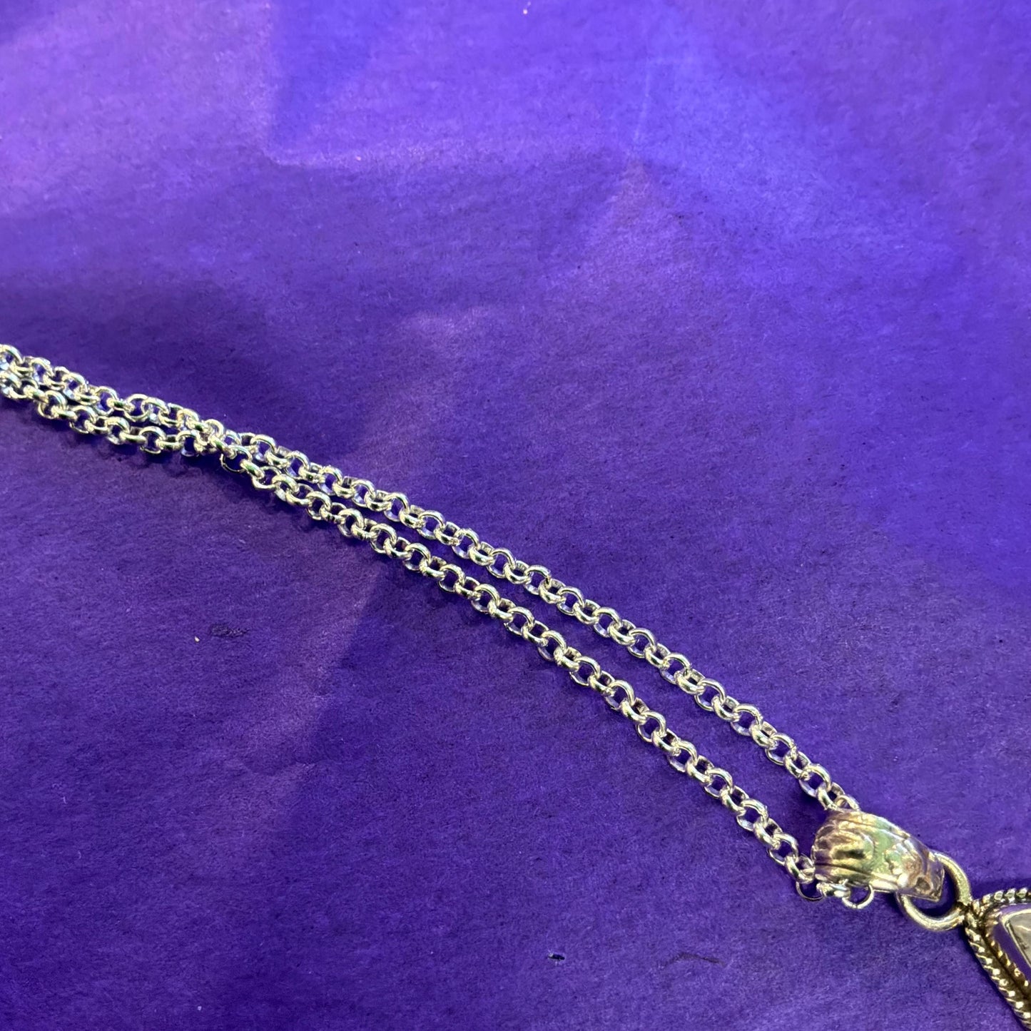 Vintage Large Moonstone Teardrop Shaped Silver Pendant, 20” Silver Plated Chain