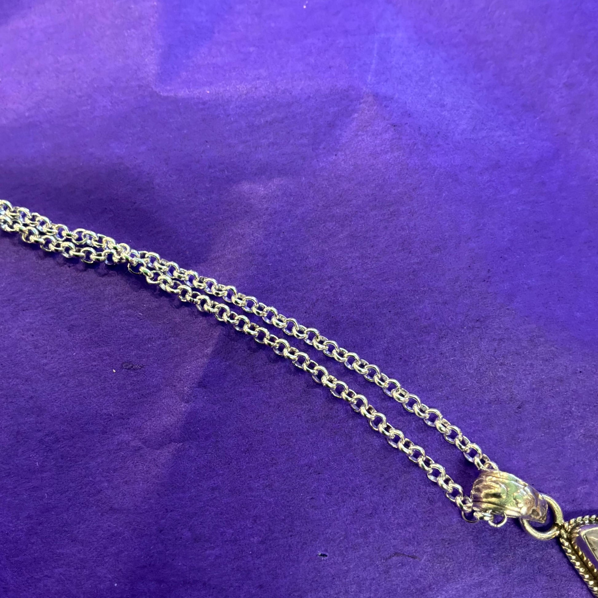 Vintage Large Moonstone Teardrop Shaped Silver Pendant, 20” Silver Plated Chain