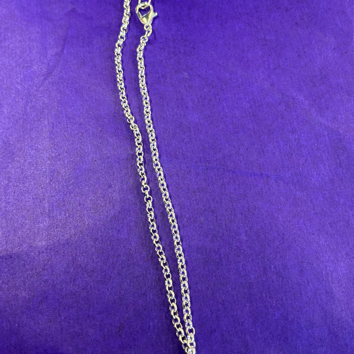 Vintage Artisan Jeweller Made Silver and Moonstone Pendant, 20” Silver Plated Chain