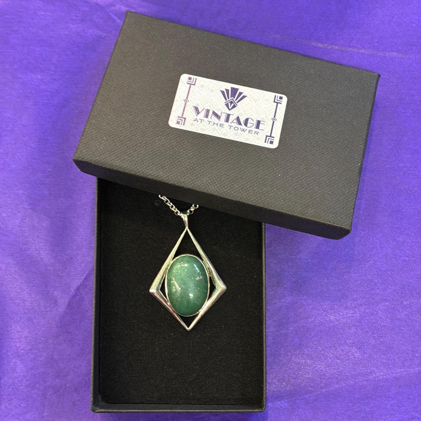 Vintage Artisan Jeweller Made Aventurine Crystal Pendant