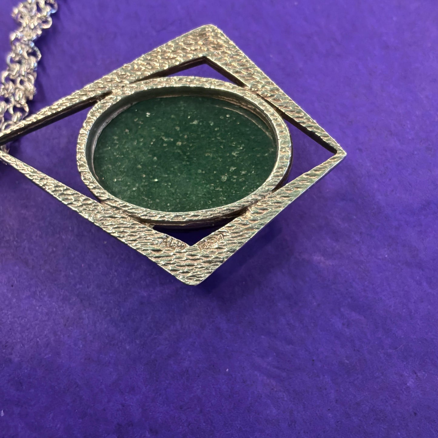 Vintage Artisan Jeweller Made Aventurine Crystal Pendant