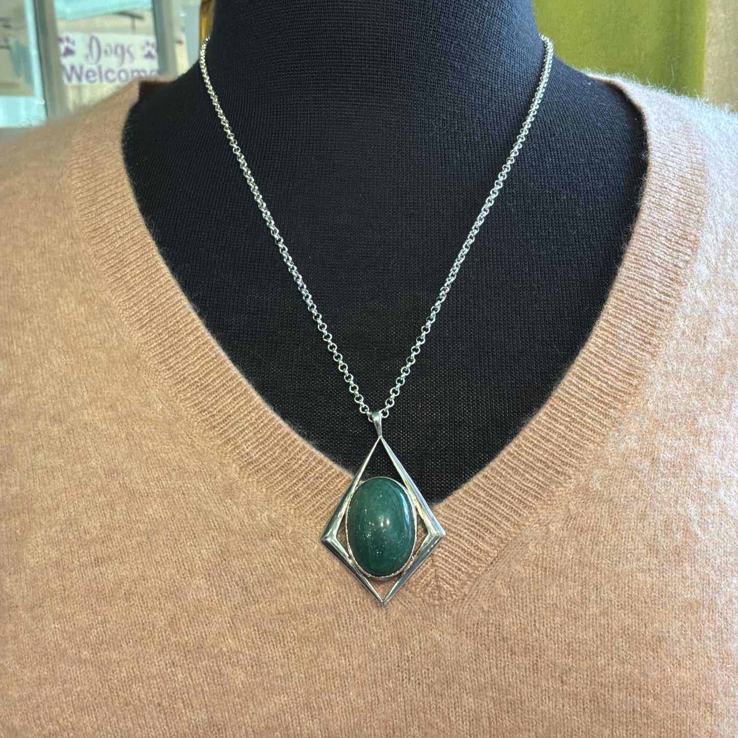 Vintage Artisan Jeweller Made Aventurine Crystal Pendant