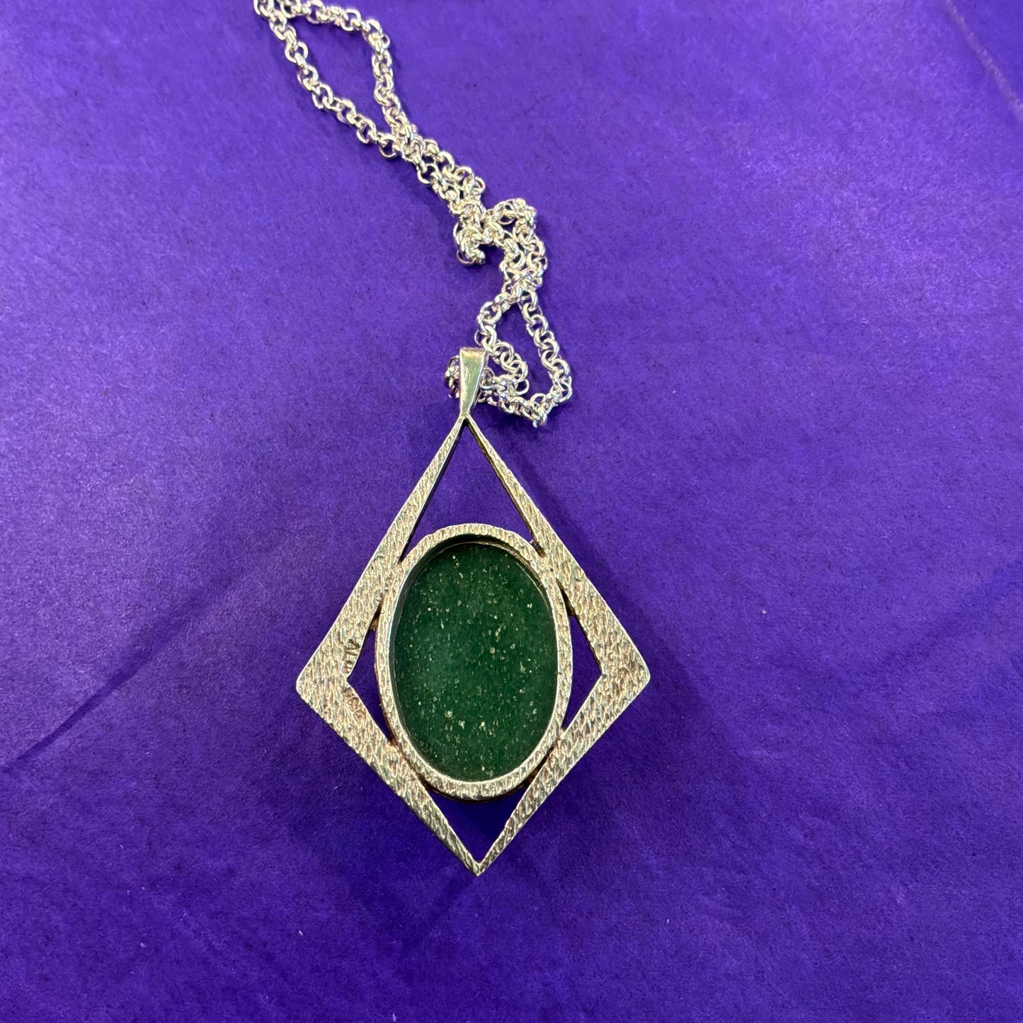 Vintage Artisan Jeweller Made Aventurine Crystal Pendant