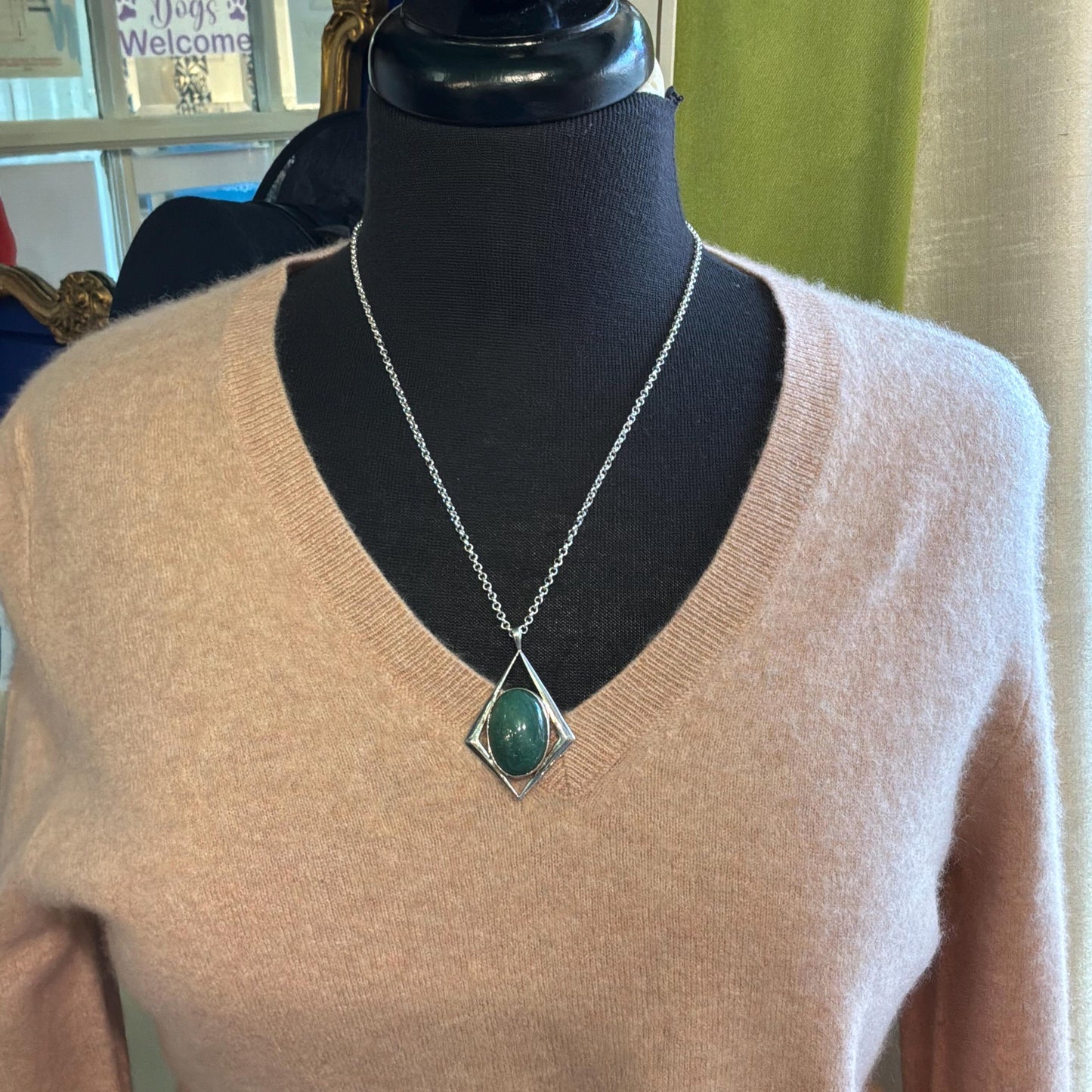 Vintage Artisan Jeweller Made Aventurine Crystal Pendant