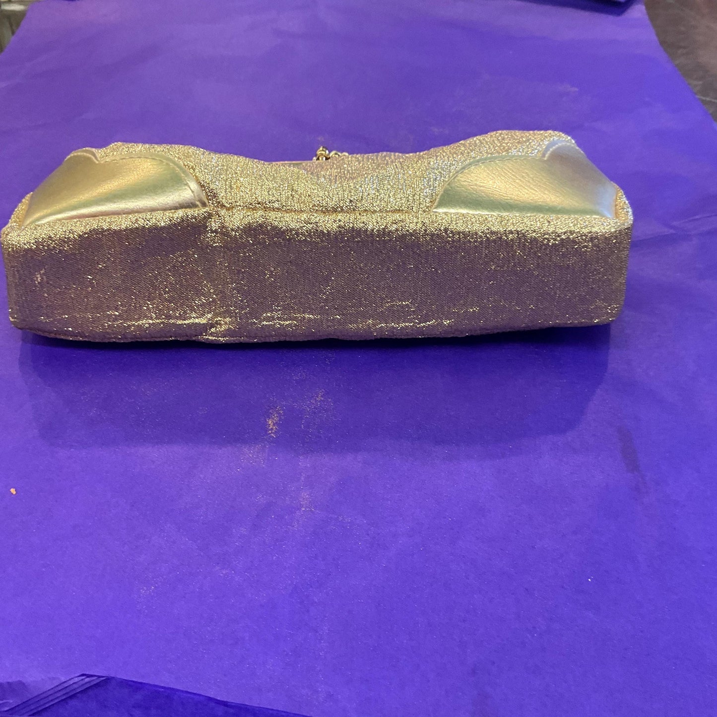 Vintage Swinging Sixties Gold Lurex and Faux Leather clutch Bag/ Cocktail Bag