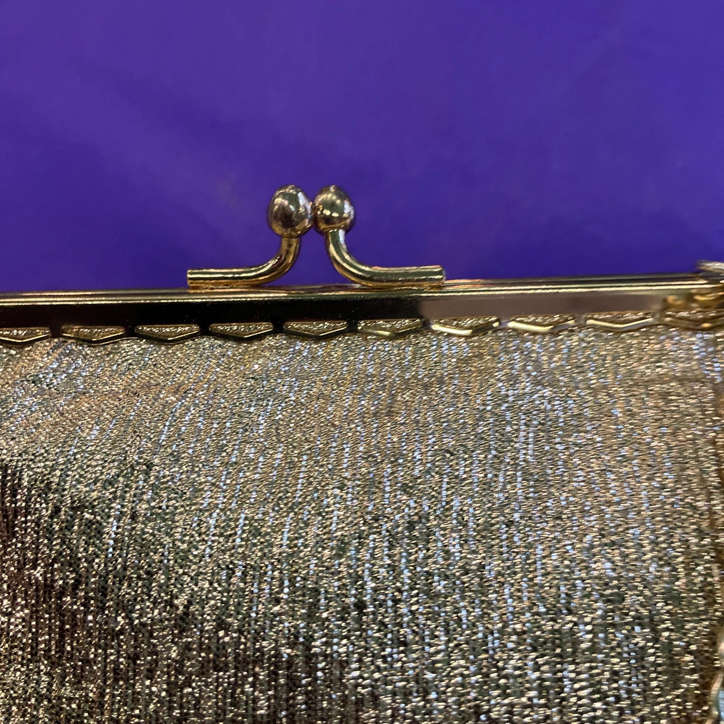 Vintage Swinging Sixties Gold Lurex and Faux Leather clutch Bag/ Cocktail Bag