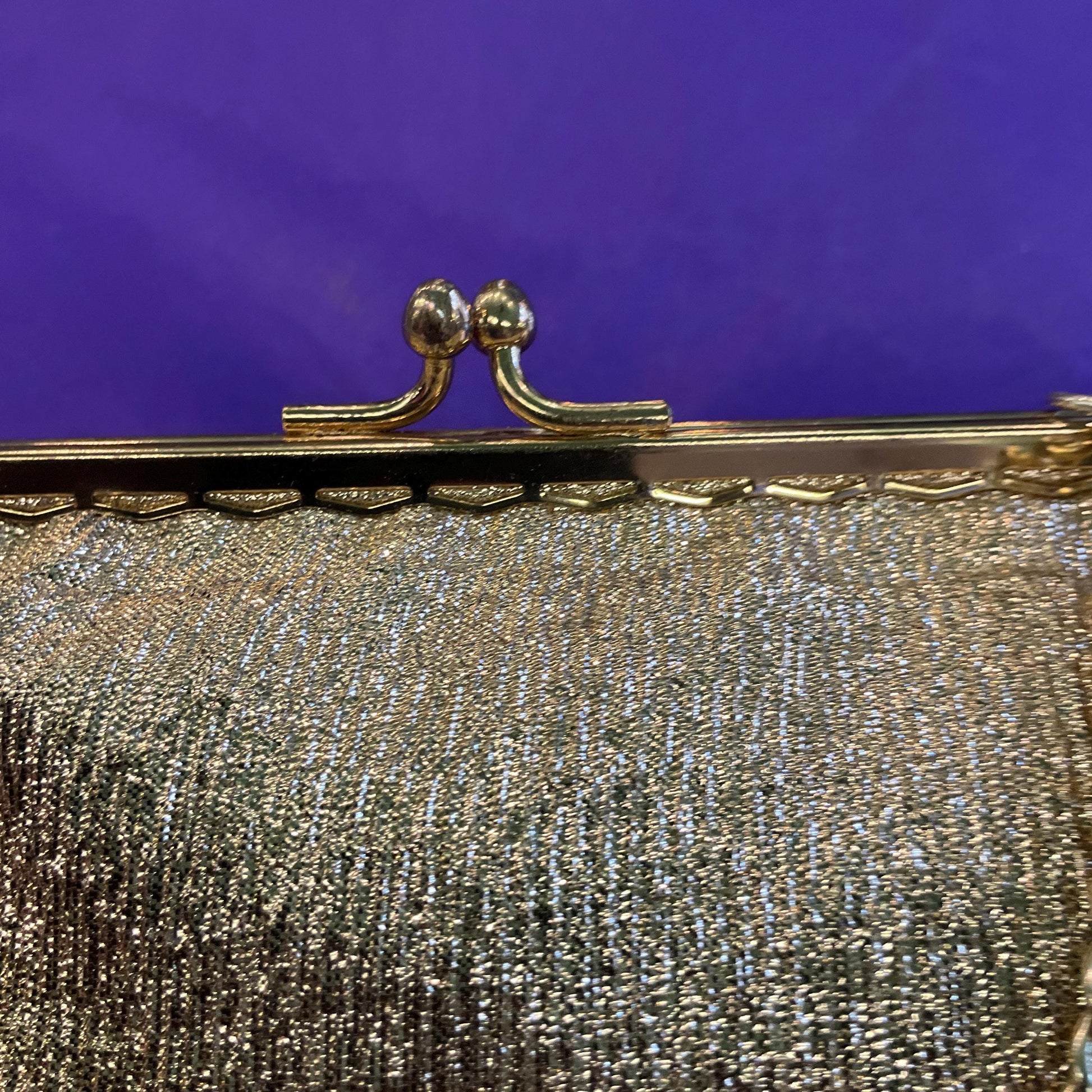 Vintage Swinging Sixties Gold Lurex and Faux Leather clutch Bag/ Cocktail Bag
