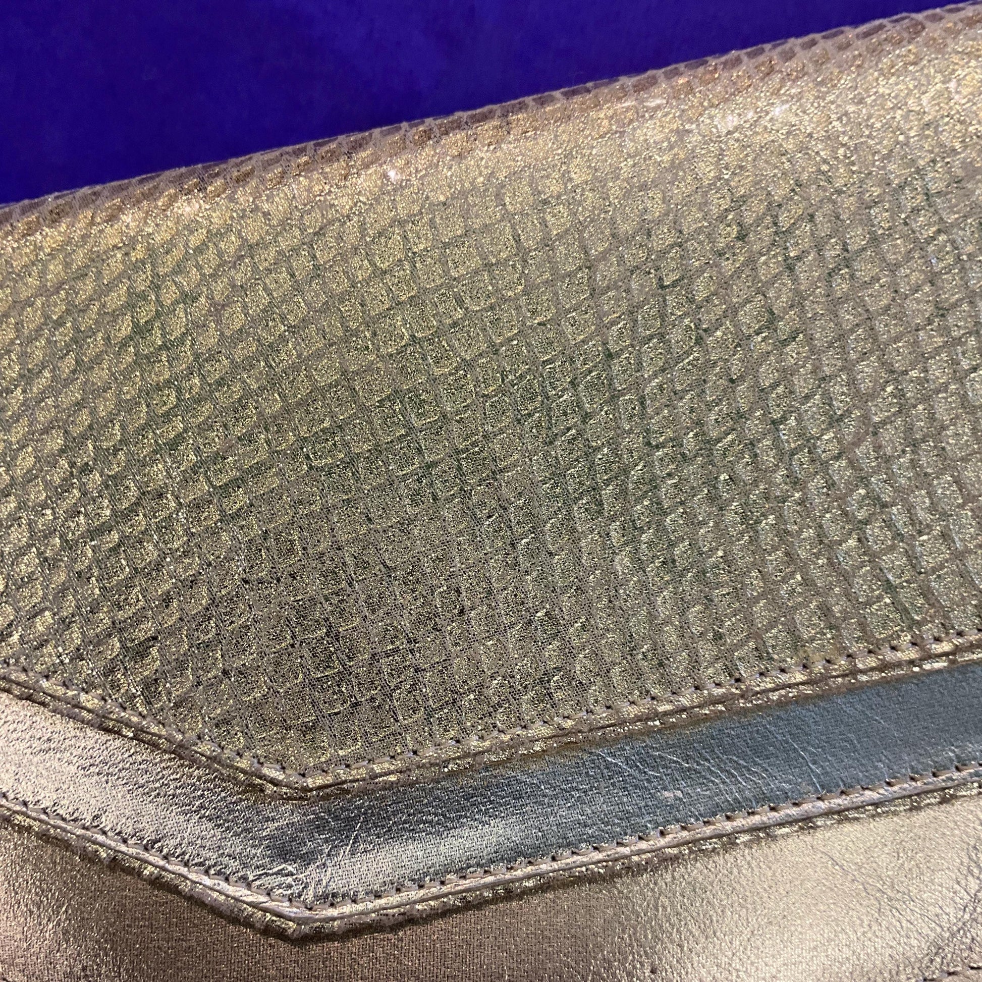 Vintage 1970s/80s Italian Gold Faux Leather Clutch Bag by SABRINA CHIC