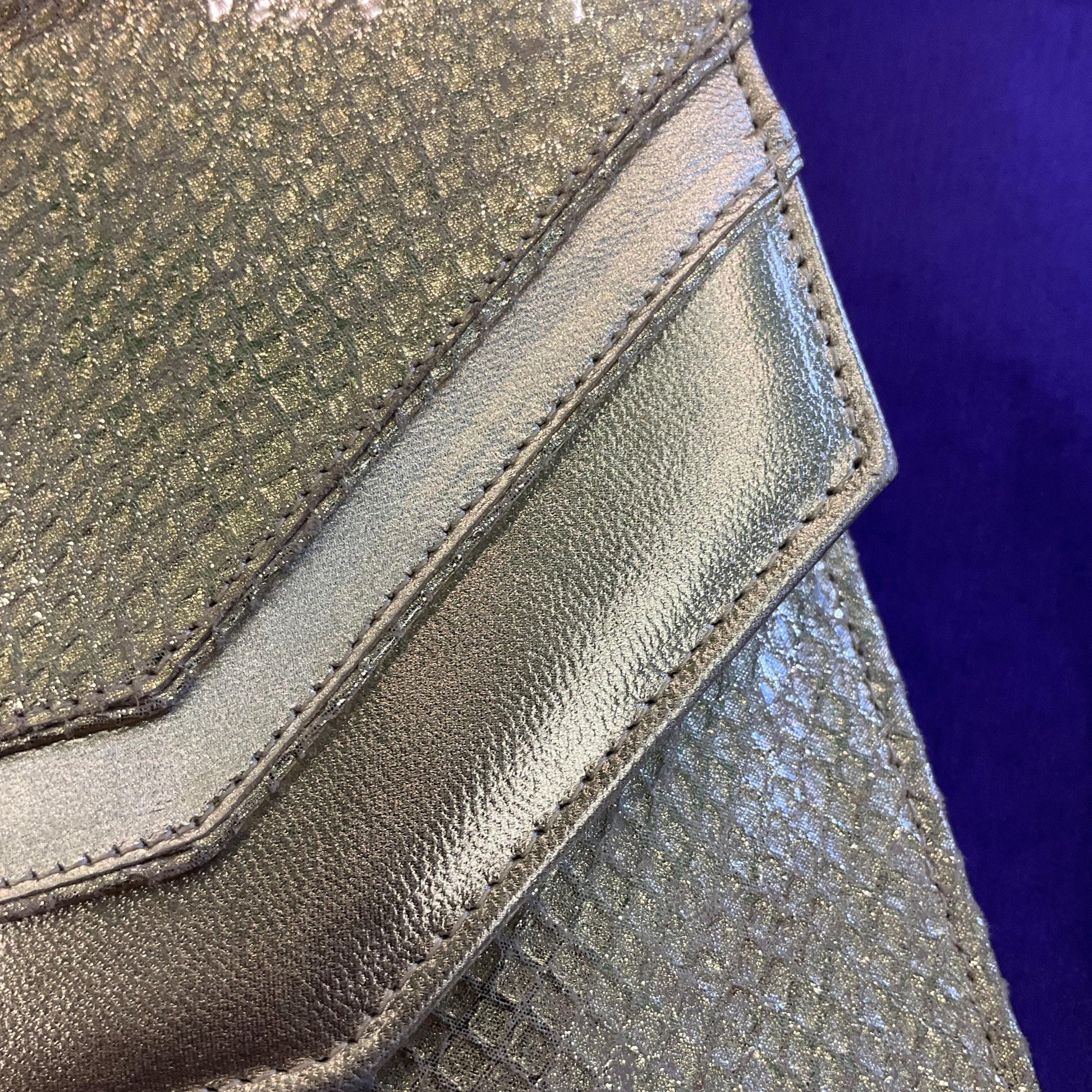 Vintage 1970s/80s Italian Gold Faux Leather Clutch Bag by SABRINA CHIC