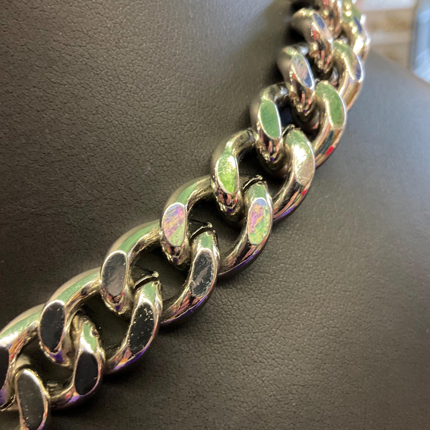 Vintage Butler and Wilson Statement Silver Tone Art Deco Style Crystal Necklace, Chunky Silver Chain with Aurora Borealis Crystals