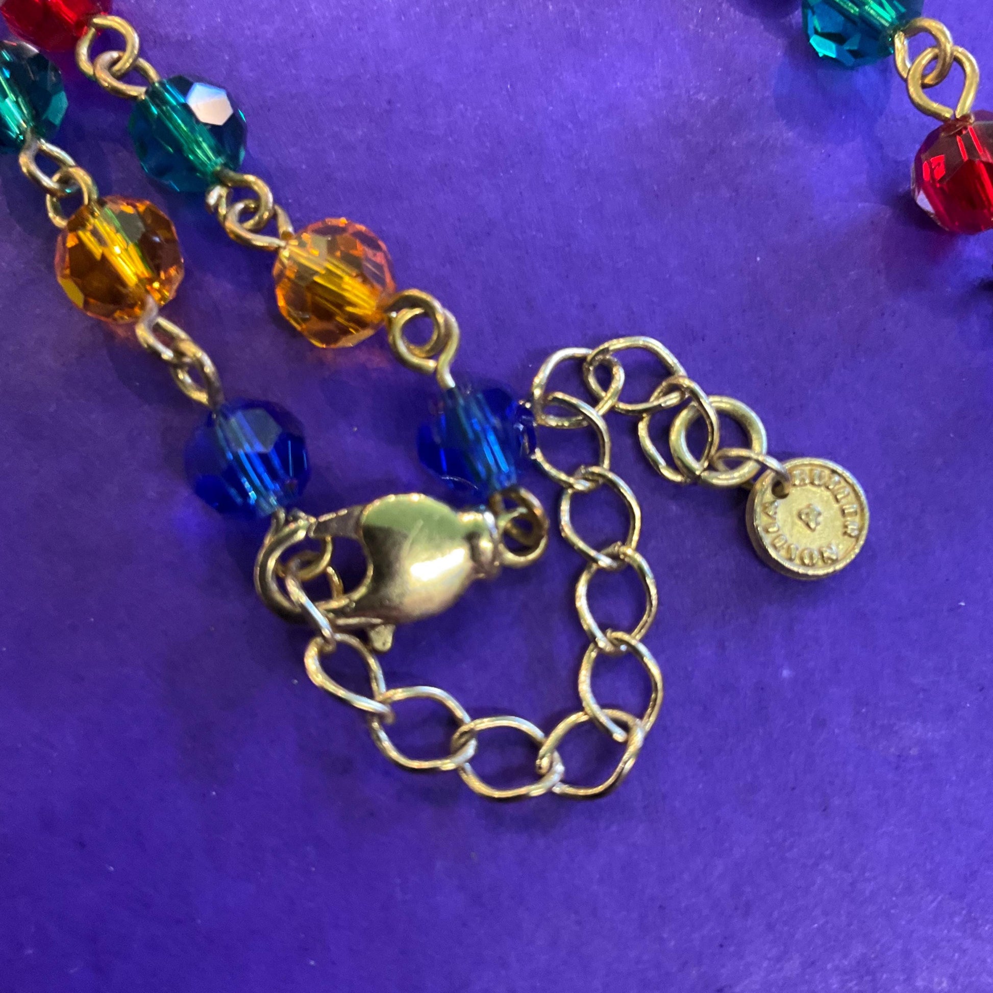 Vintage Butler and Wilson Rainbow Crystal Skull Long ‘Y’ Drop Beaded Neclace, Rainbow Crystal Beads and rhinestones
