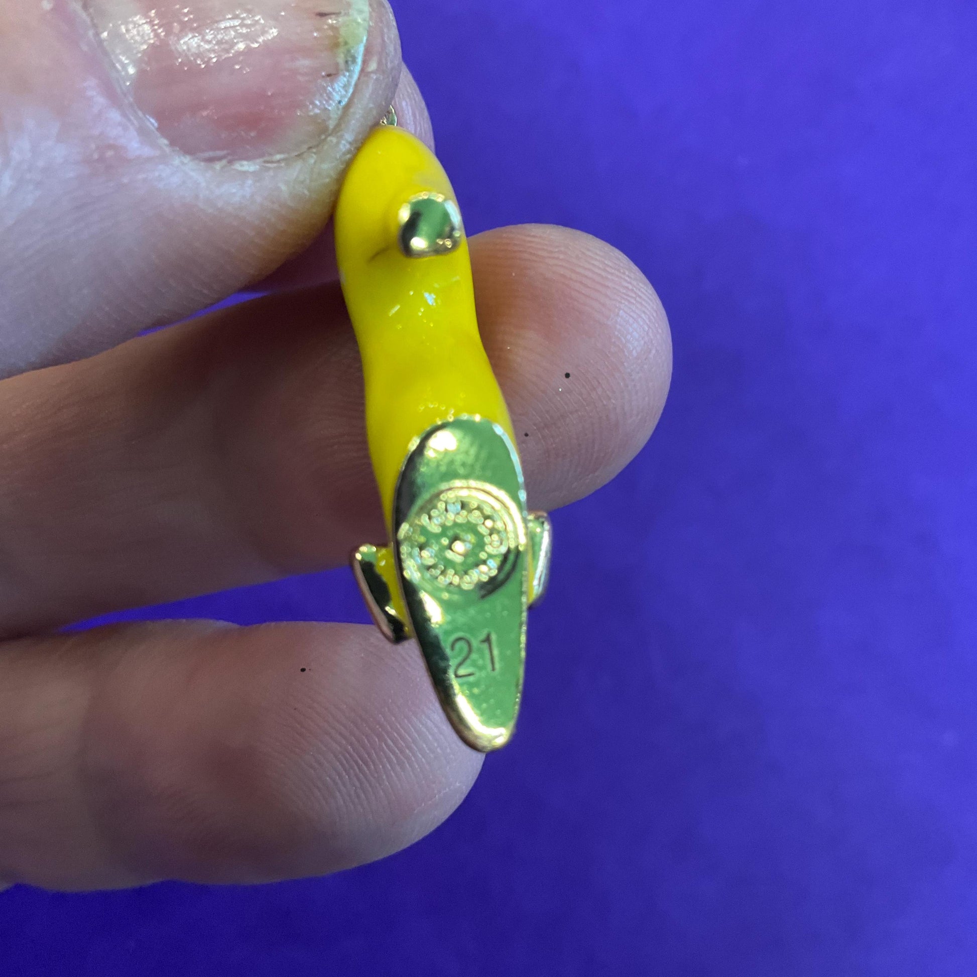 Vintage Butler and Wilson Disney Princess Yellow Shoe Drop Earrings, Gold tone with Enamel and Aurora Borealis rhinestones
