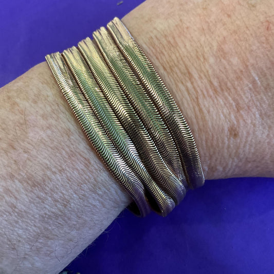 Vintage Butler and Wilson Rose Gold Tone Multistrand Retro Snake chain Bracelet, signed in the Original Box