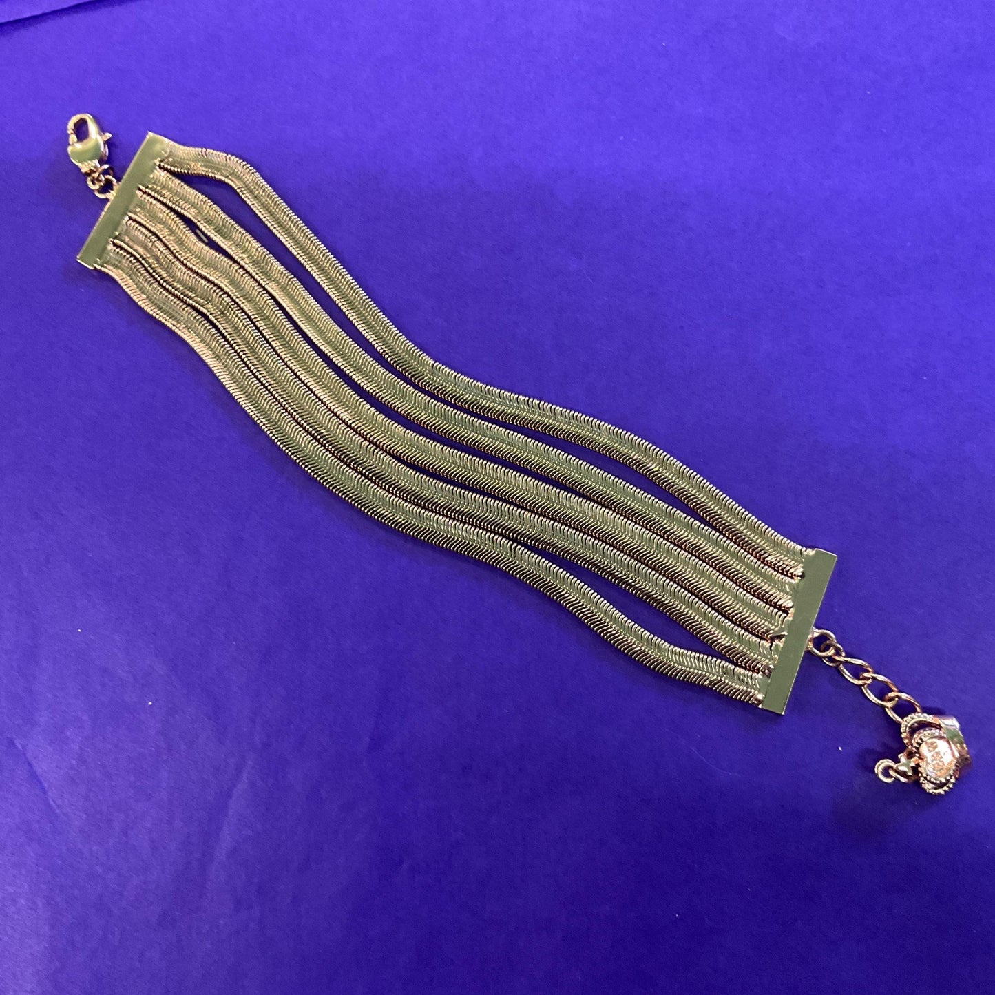 Vintage Butler and Wilson Rose Gold Tone Multistrand Retro Snake chain Bracelet, signed in the Original Box