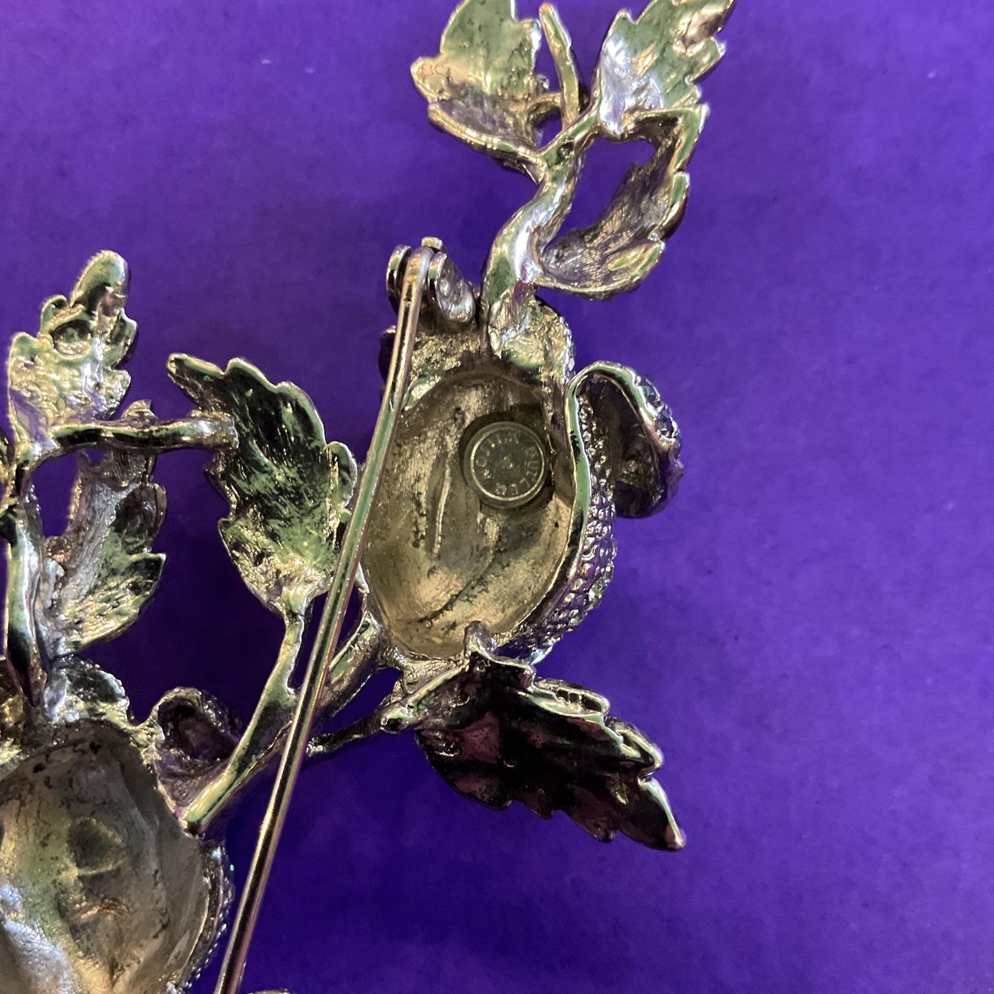 Vintage Butler and Wilson Oversized Statement Silver and Pewter Tone Rose Brooch , Silver Tone with Ombré Rhinestones