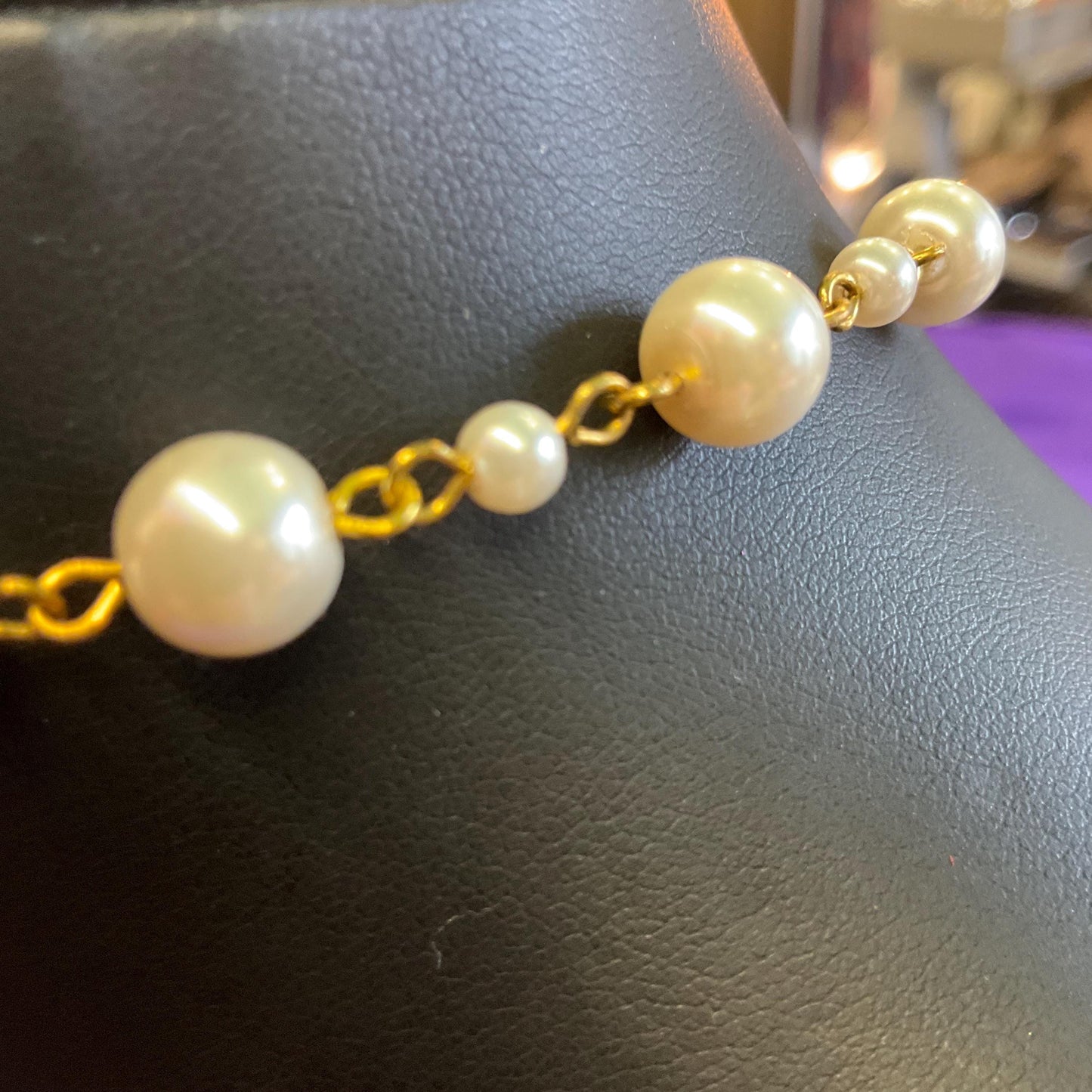 Vintage Butler and Wilson Bohemian Gold and Ivory Crystal and Faux Pearl Flower and Butterflies Drop Necklace, signed as new