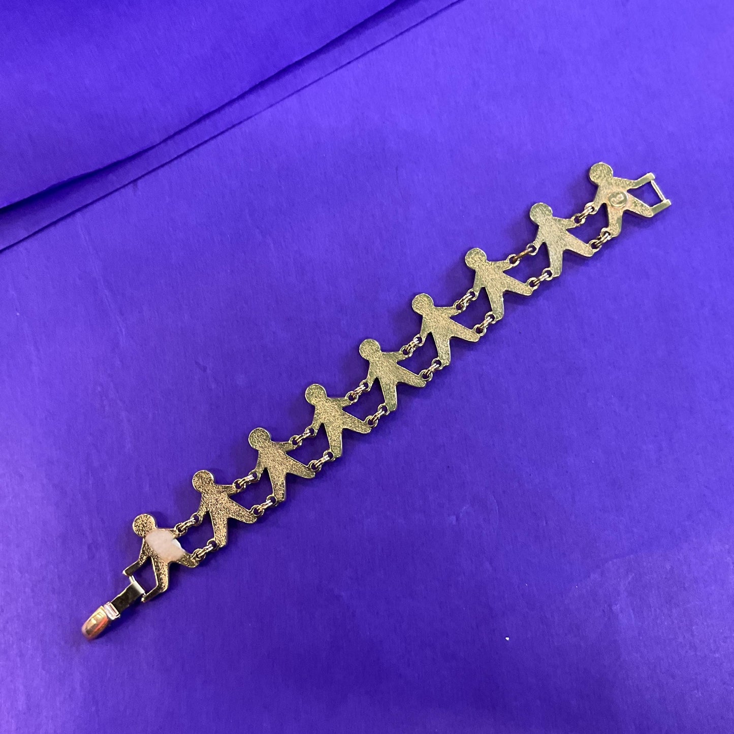 Vintage Butler and Wilson Gold Tone Enamel Gingerbread Man Bracelet, Signed as new