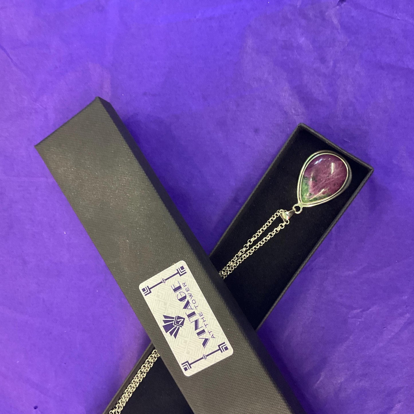 Vintage Amethyst and Silver (925) Pendant, Artisan made with new silver plated chain