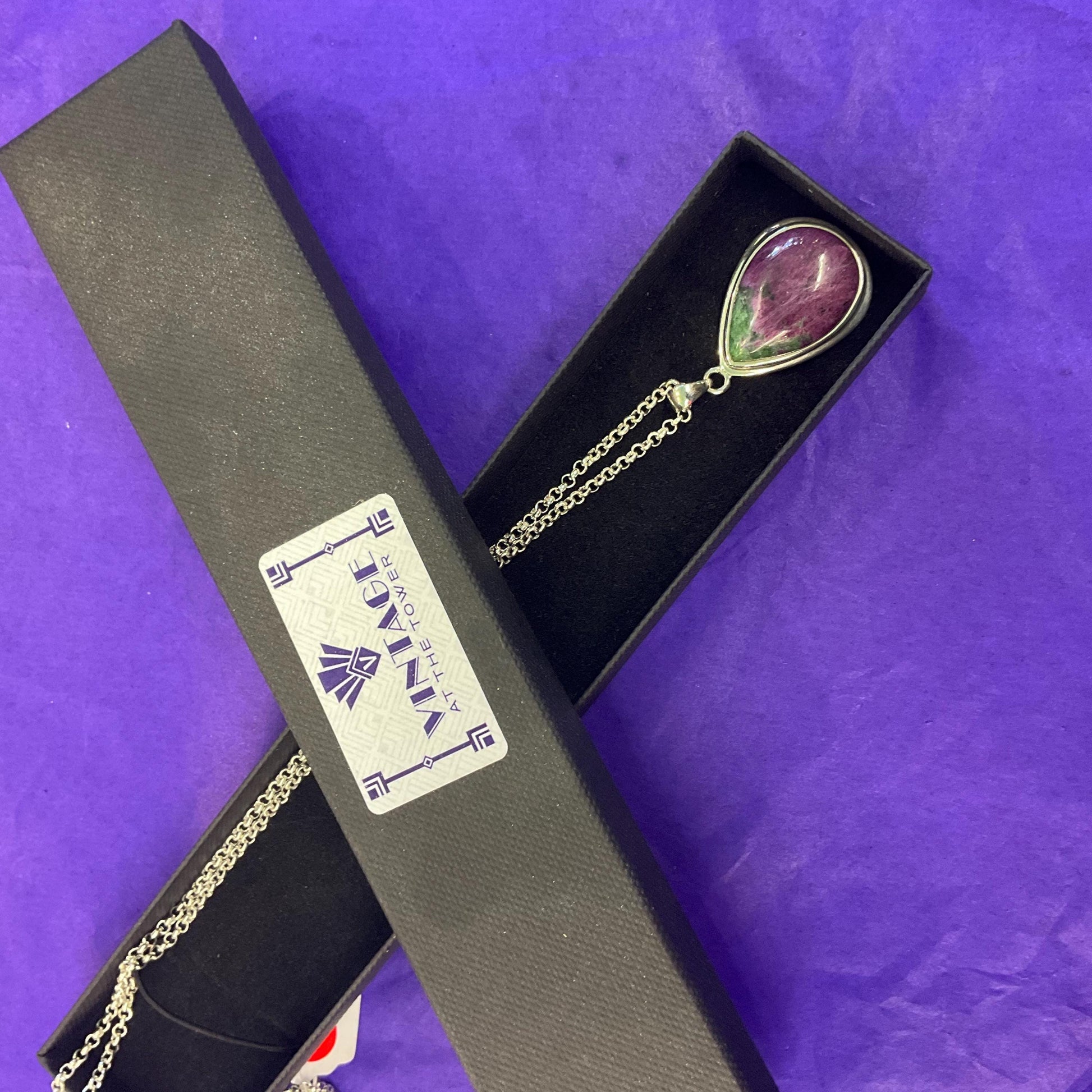 Vintage Amethyst and Silver (925) Pendant, Artisan made with new silver plated chain
