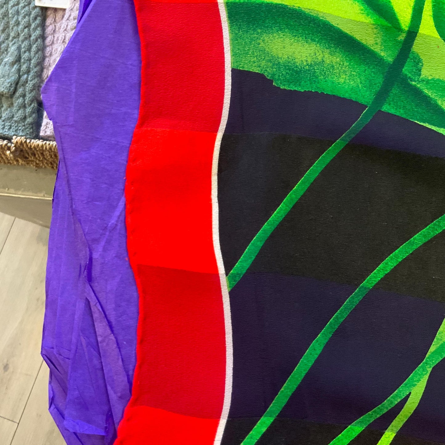 Vintage JAEGER Large Pure Silk Chiffon Devorè Poppies Print Scarf, Vibrant poppy print with hand rolled hem