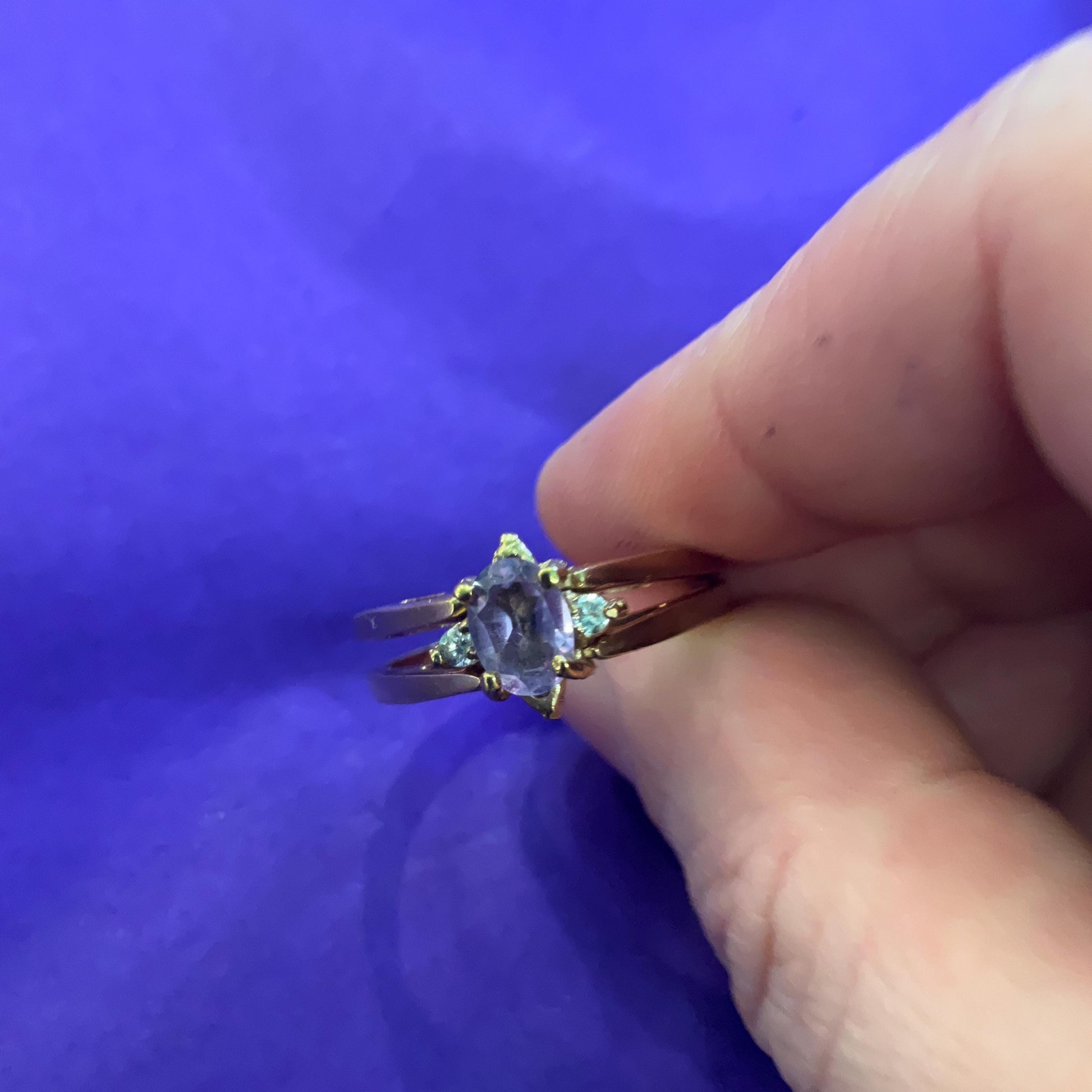 Vintage Reversible Cocktail or Flip Ring, Gold Plated with Amethyst and CZ Clusters, size UK ‘Y’, US …