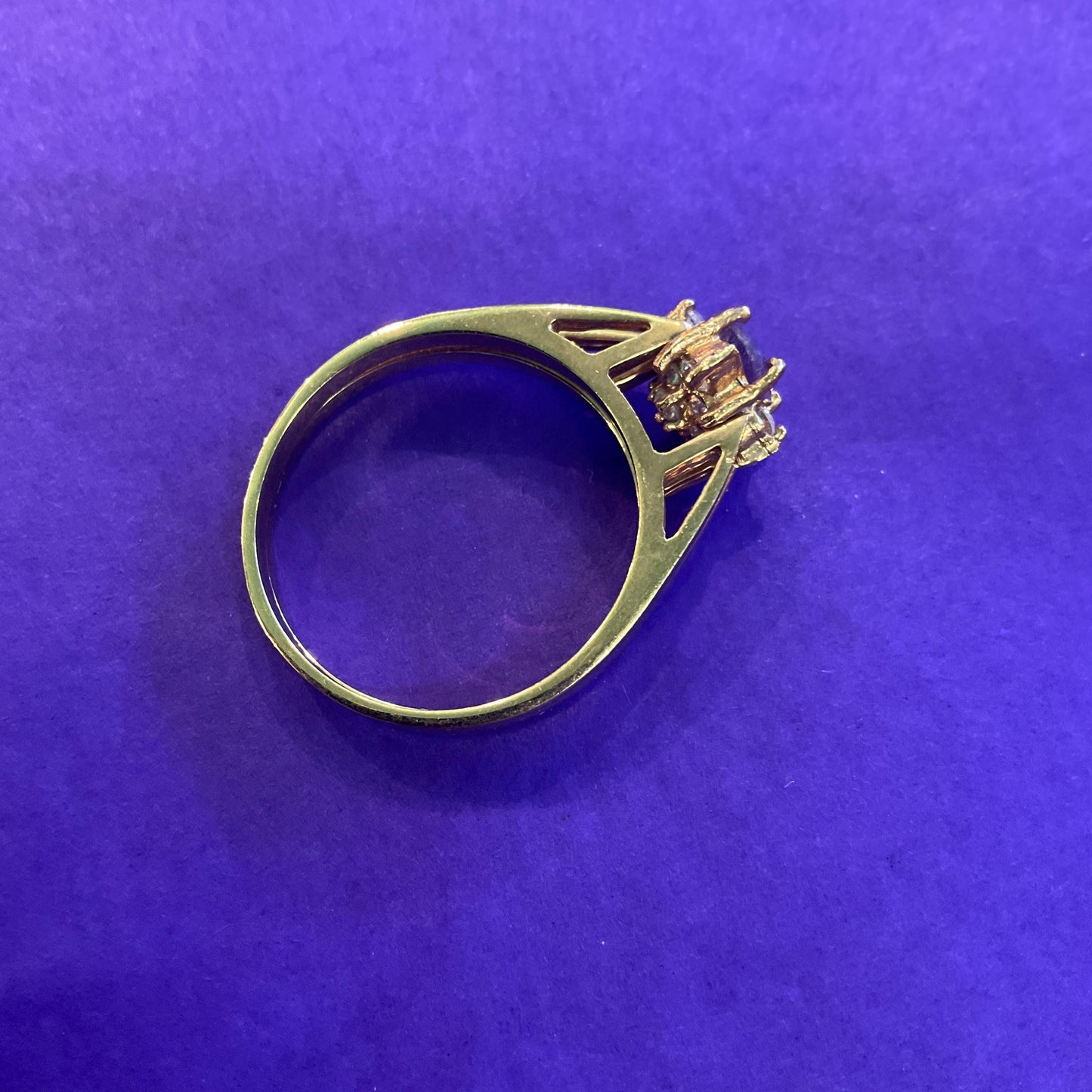Vintage Reversible Cocktail or Flip Ring, Gold Plated with Amethyst and CZ Clusters, size UK ‘Y’, US …