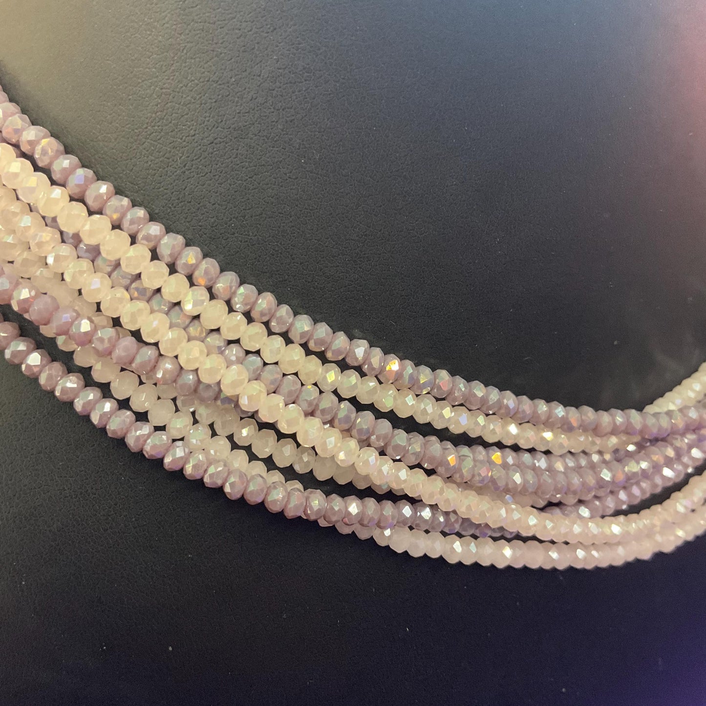 Vintage Bulter and Wilson Multistrand Borealis Crystal Necklace, Pale Pink and Mauve Crystals