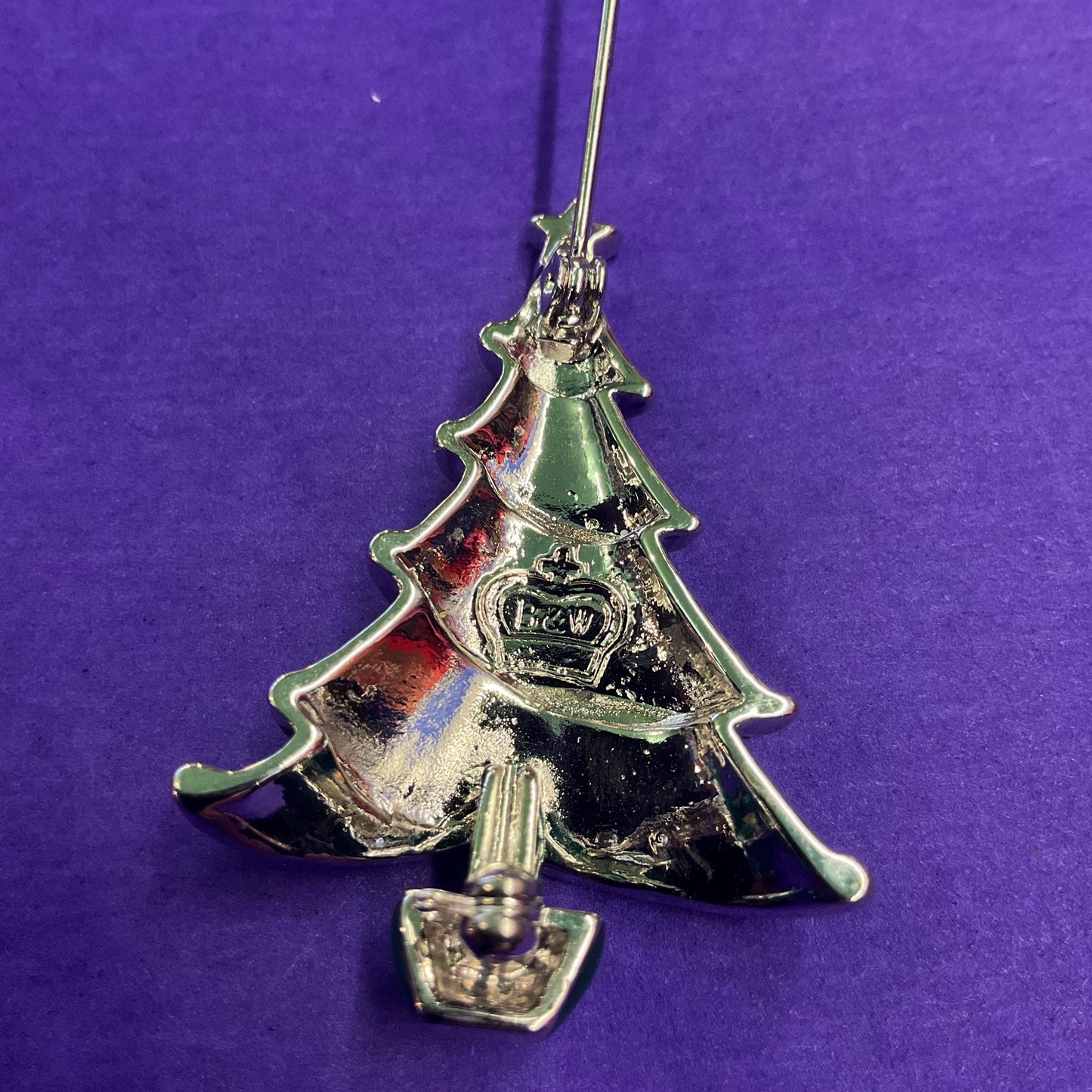 Vintage Butler and Wilson Festive Crystal Christmas Tree Brooch, uproar Borealis Baguette Crystals and Rhinestones