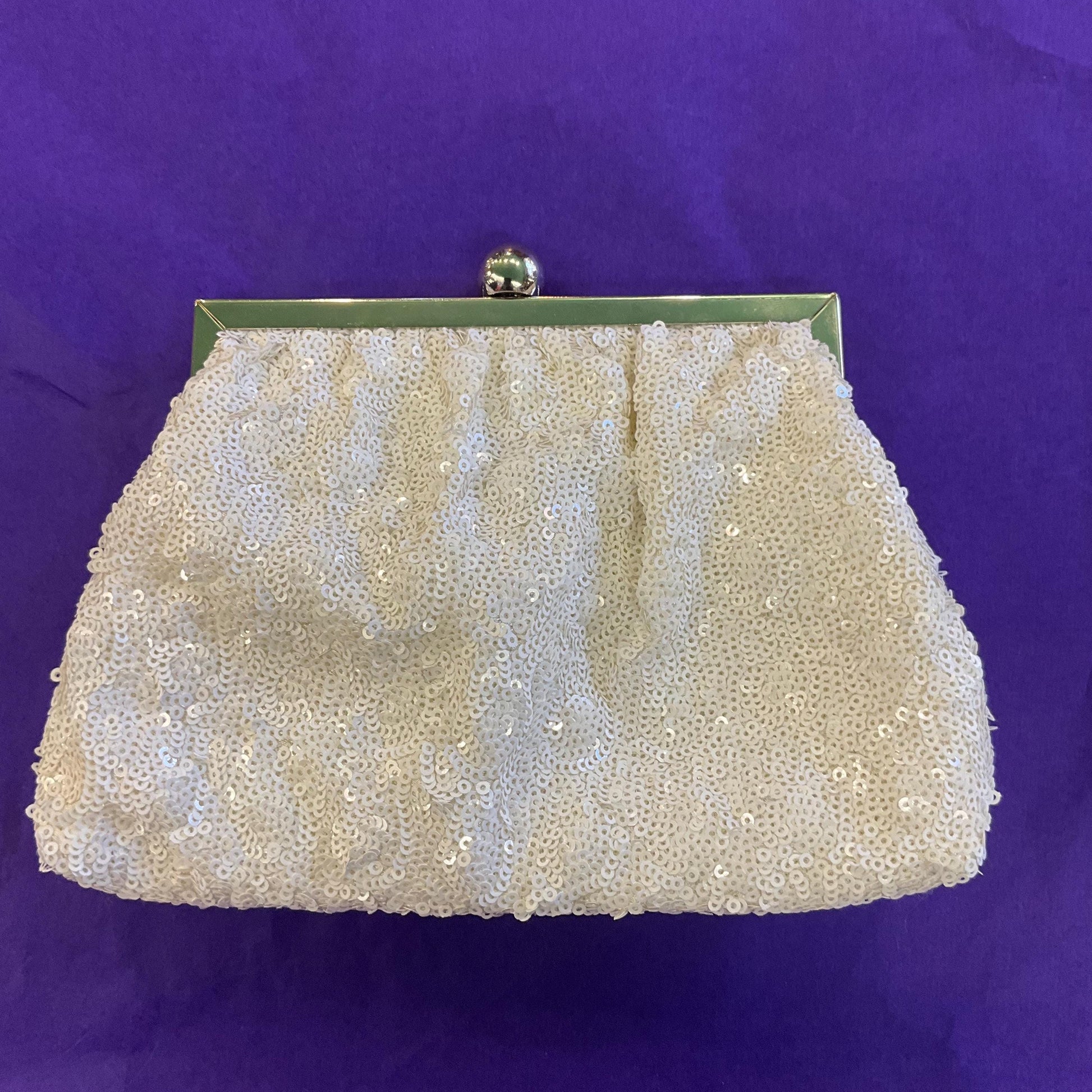 Vintage GABEE ( Australia) White sequinned Evening Bag, Clutch or Short Strap, vintage Wedding