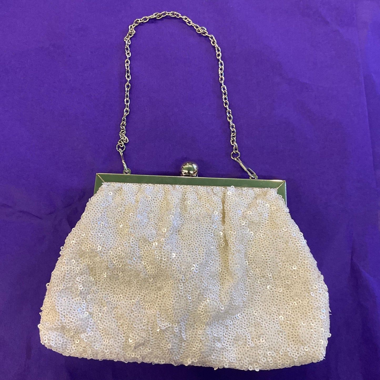 Vintage GABEE ( Australia) White sequinned Evening Bag, Clutch or Short Strap, vintage Wedding