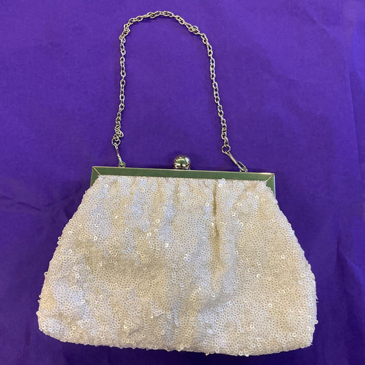 Vintage GABEE ( Australia) White sequinned Evening Bag, Clutch or Short Strap, vintage Wedding