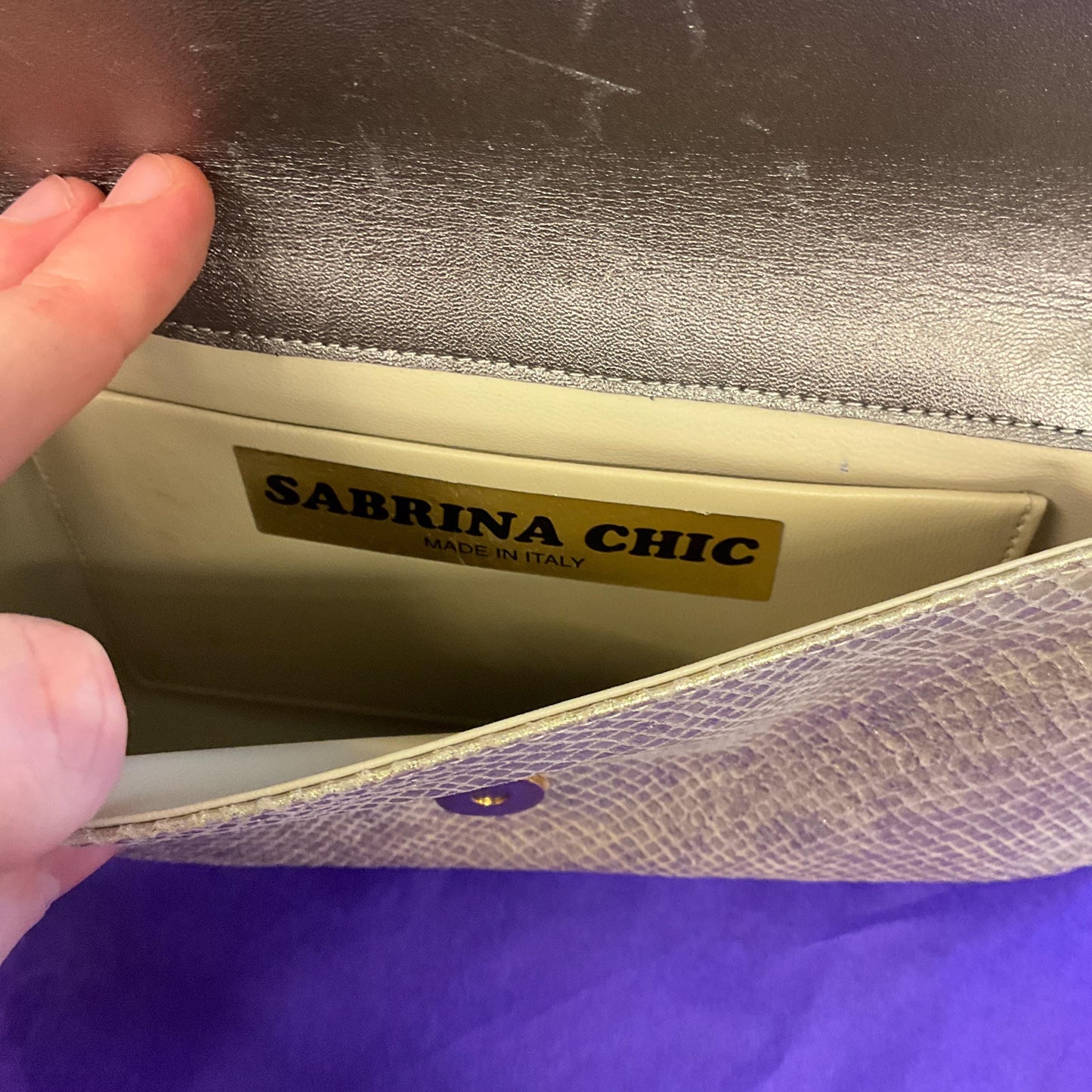 Vintage 1970s/80s Italian Gold Faux Leather Clutch Bag by SABRINA CHIC