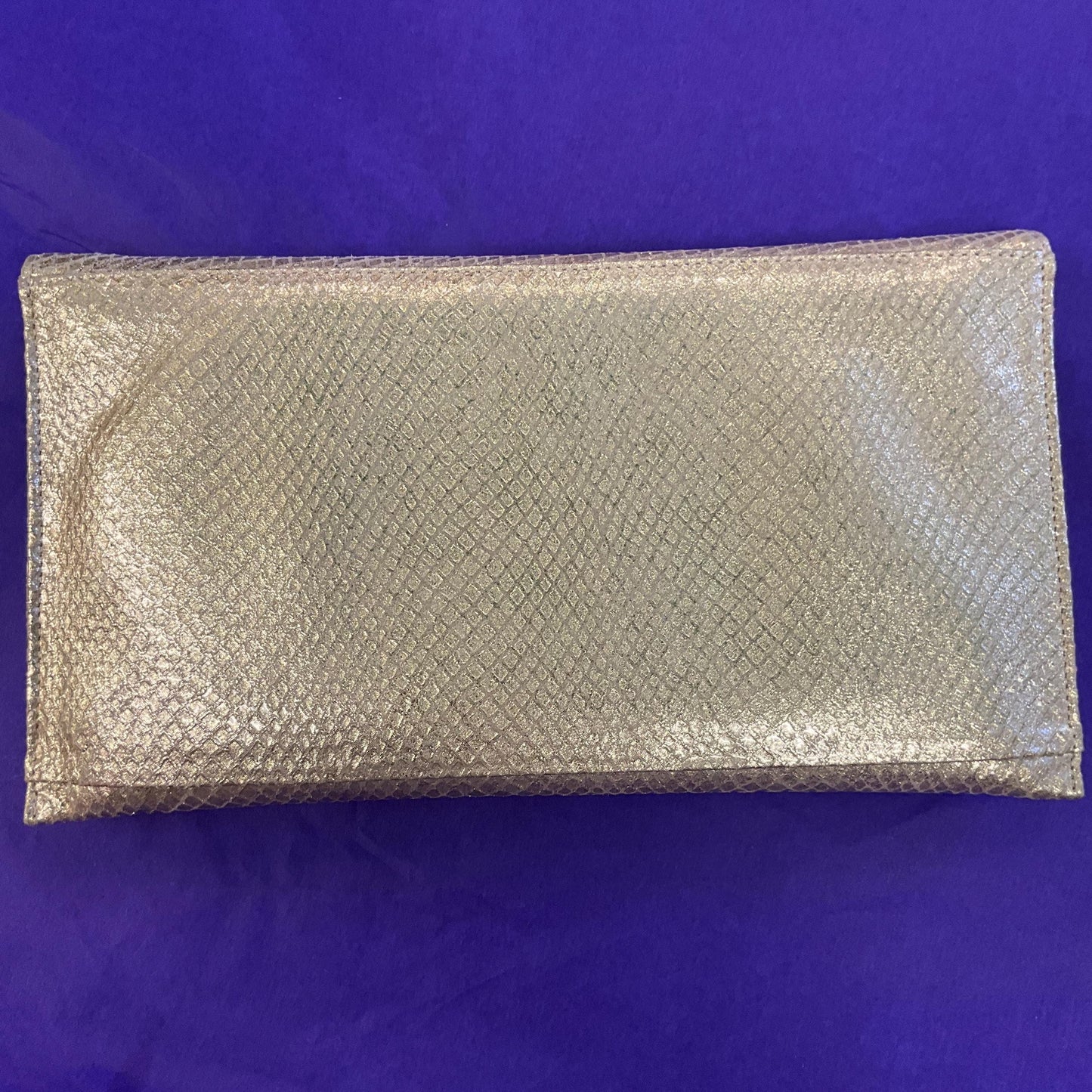 Vintage 1970s/80s Italian Gold Faux Leather Clutch Bag by SABRINA CHIC