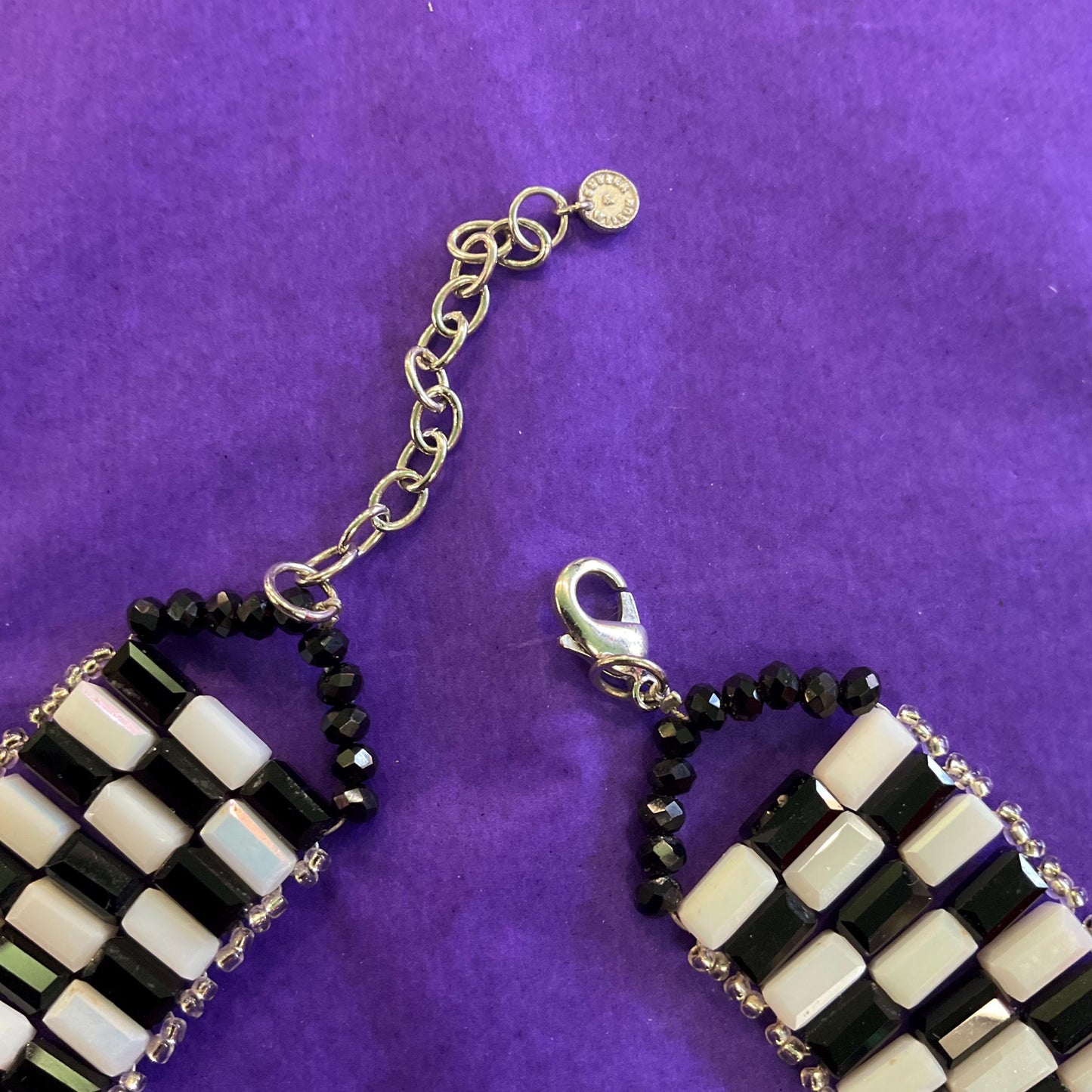 Vintage Butler and Wilson Art Deco Style Monotone Aurora Borealis and Black Crystal Statement Collar Necklace