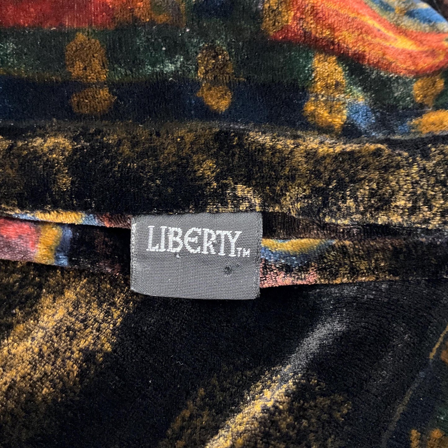 Vintage Liberty Large Silk Velvet Rectangular Shawl/ Evening Wrap, Double Sided with Peacock Feathers and Florals