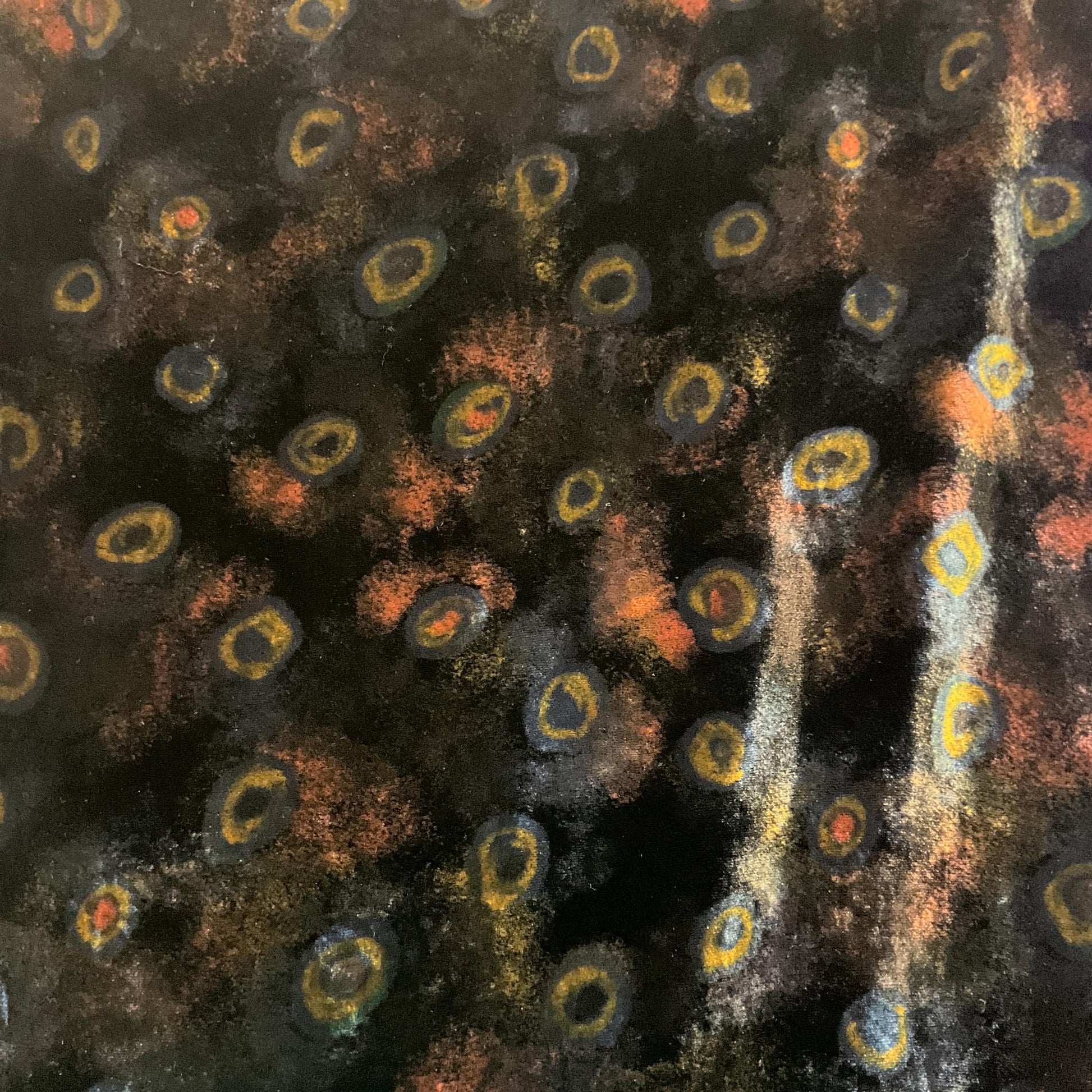 Vintage Liberty Large Silk Velvet Rectangular Shawl/ Evening Wrap, Double Sided with Peacock Feathers and Florals