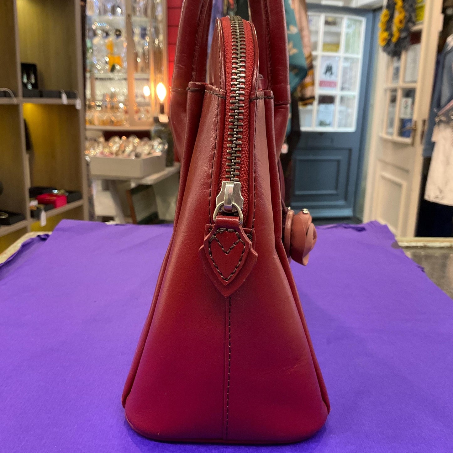 Vintage RADLEY Retro Style Red ‘Aldgate’ Leather Top Handled Bag with bag charm, rarely used