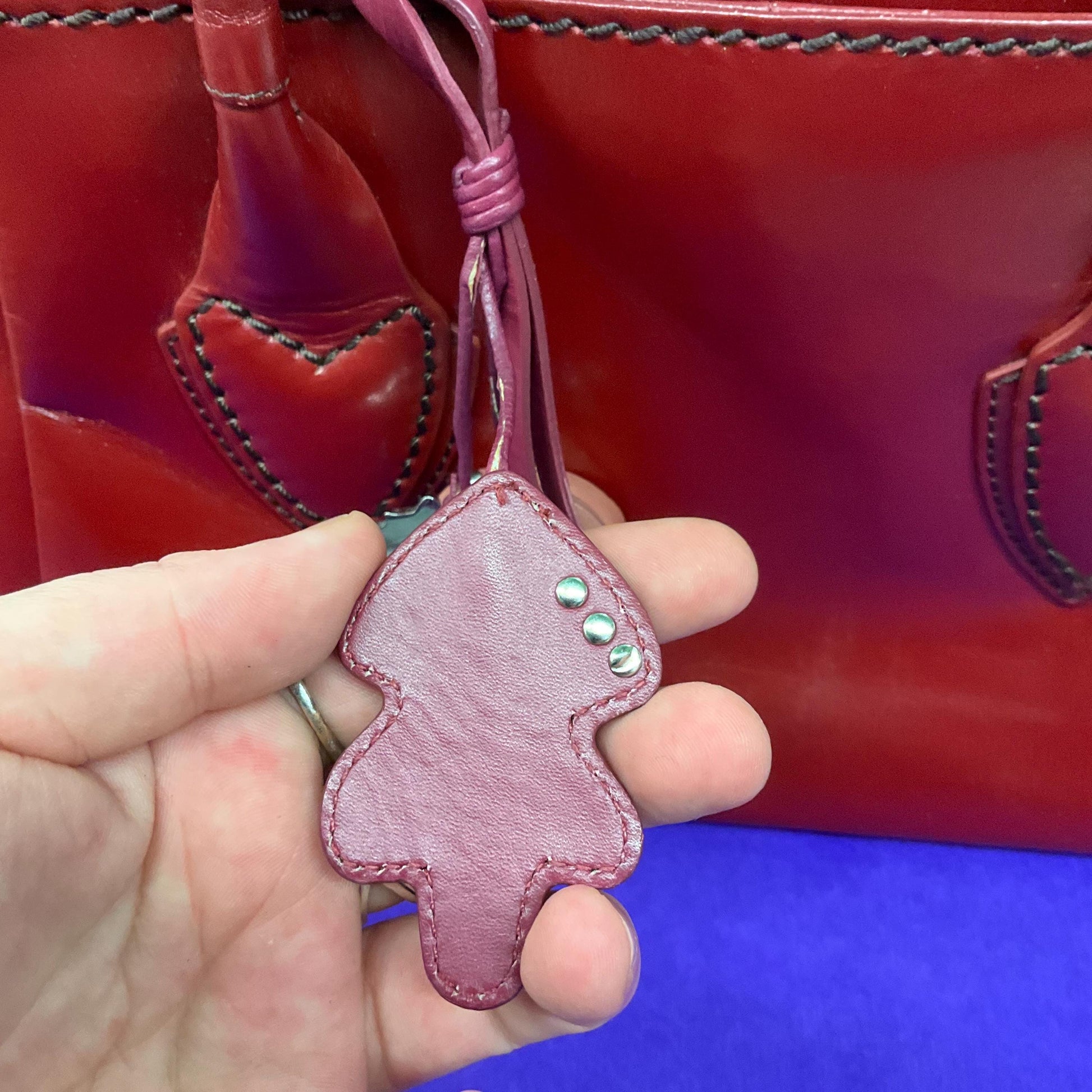 Vintage RADLEY Retro Style Red ‘Aldgate’ Leather Top Handled Bag with bag charm, rarely used