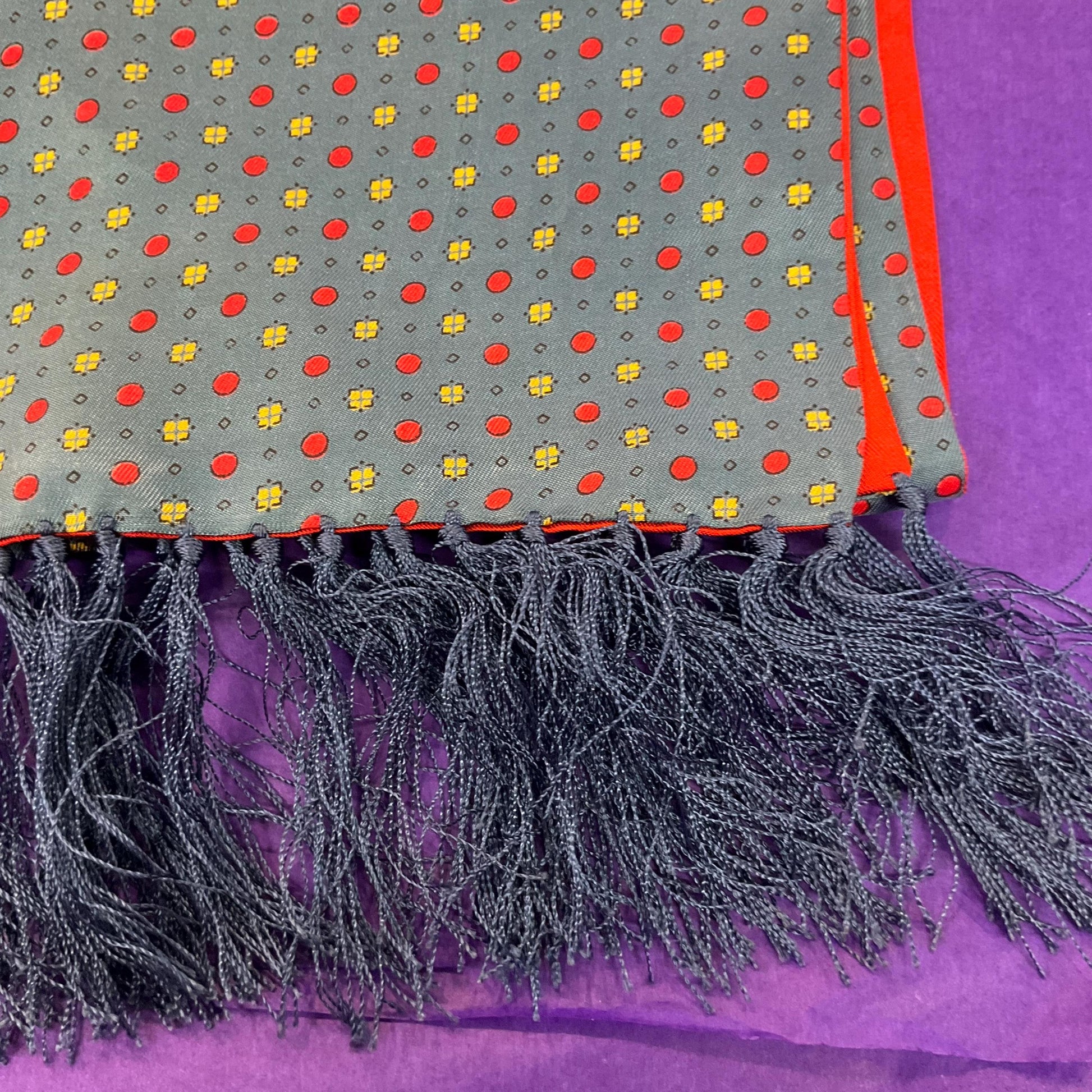 Vintage Mid Century Gents SAMMY Rayon Fringed Silky Scarf, gifts for men, Father’s Day
