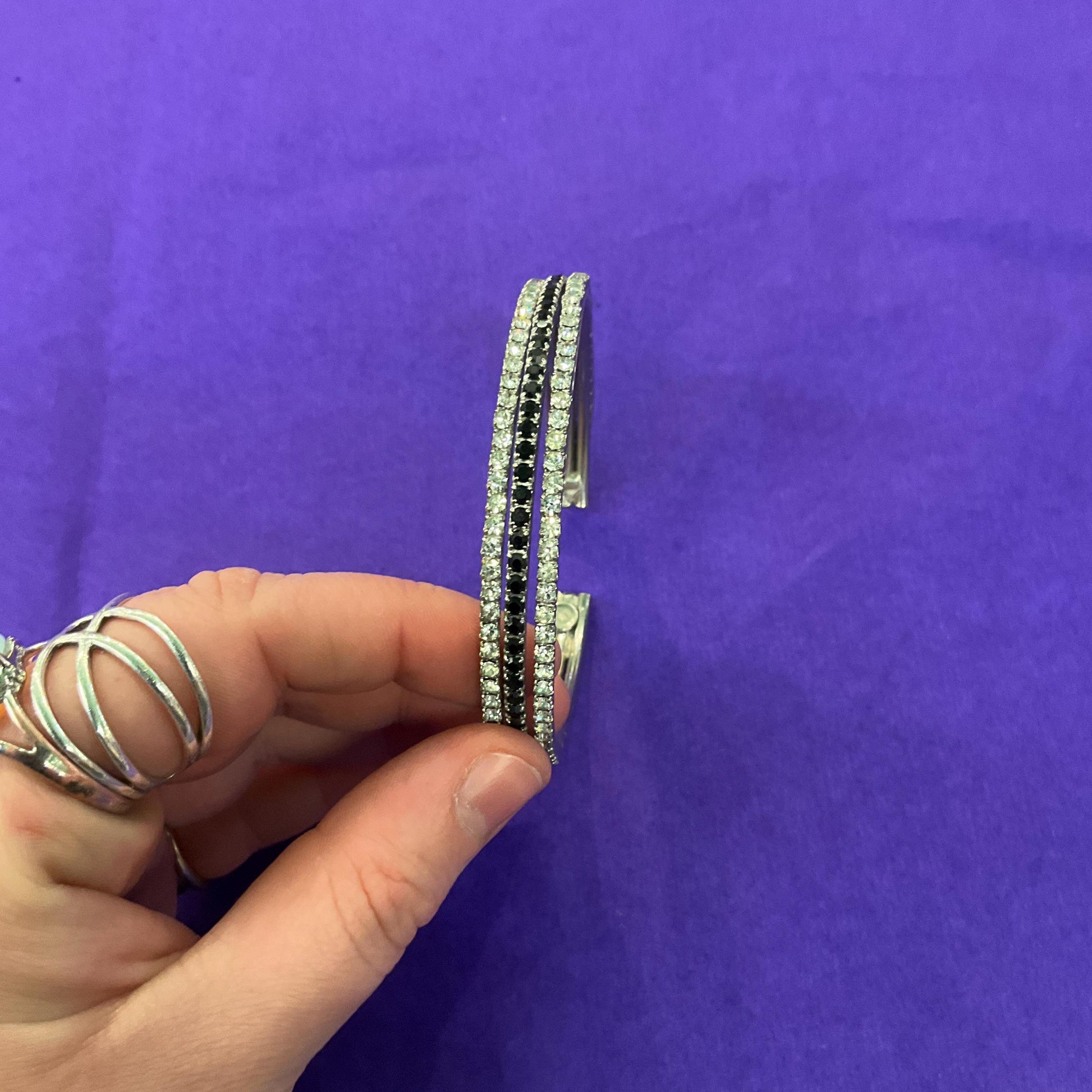 Vintage Butler and Wilson Silver and Black Crystal Art Deco Style Bangle