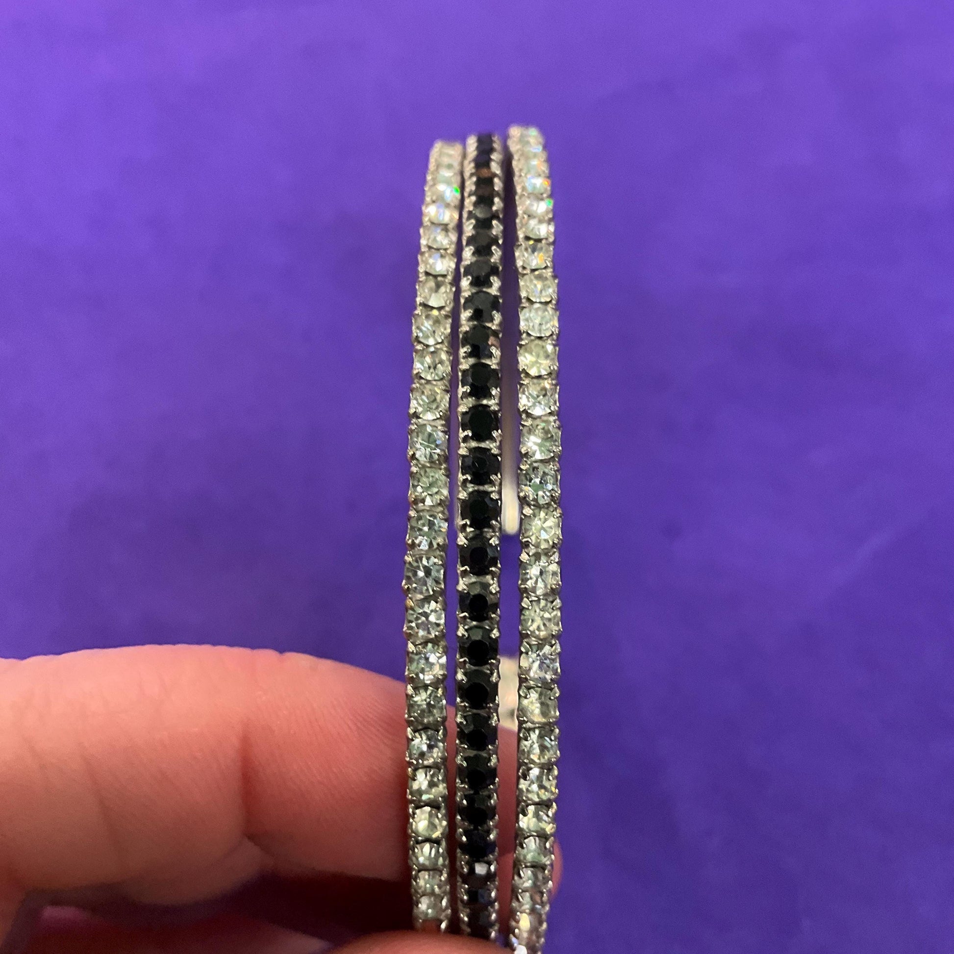 Vintage Butler and Wilson Silver and Black Crystal Art Deco Style Bangle