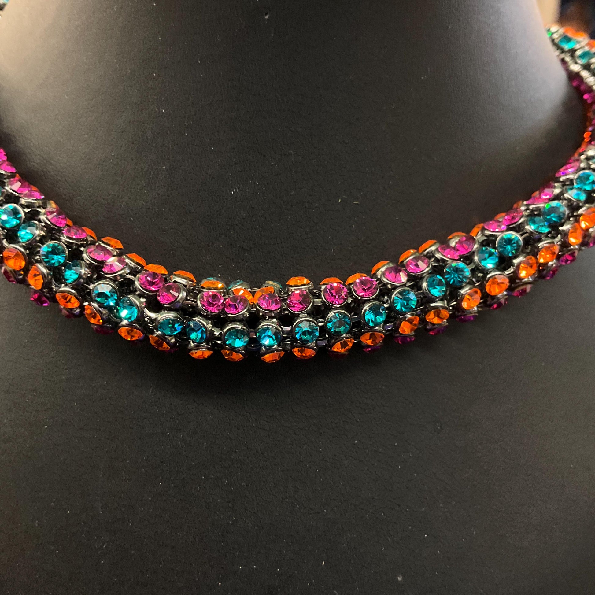 Vintage Butler and Wilson Rainbow Crystal Statement Rope Necklace , Multicoloured rhinestone crystals