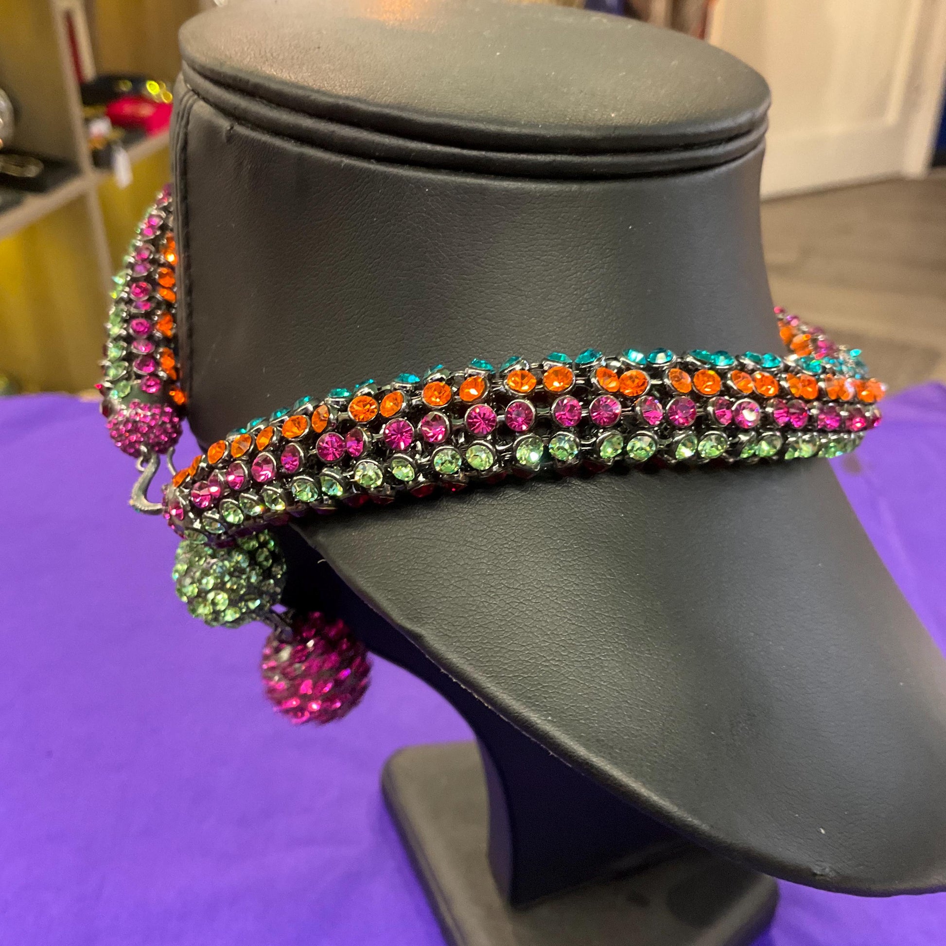 Vintage Butler and Wilson Rainbow Crystal Statement Rope Necklace , Multicoloured rhinestone crystals
