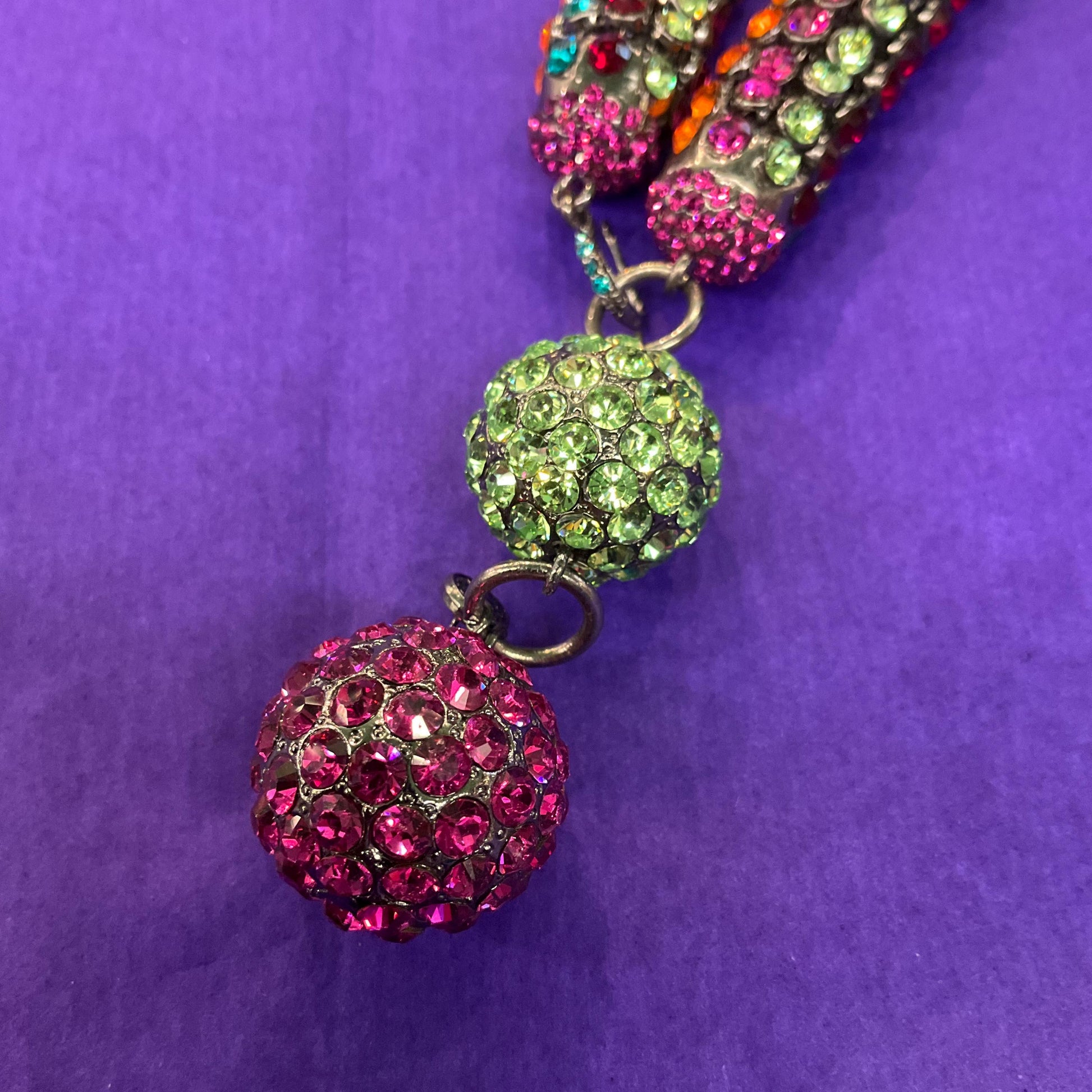 Vintage Butler and Wilson Rainbow Crystal Statement Rope Necklace , Multicoloured rhinestone crystals