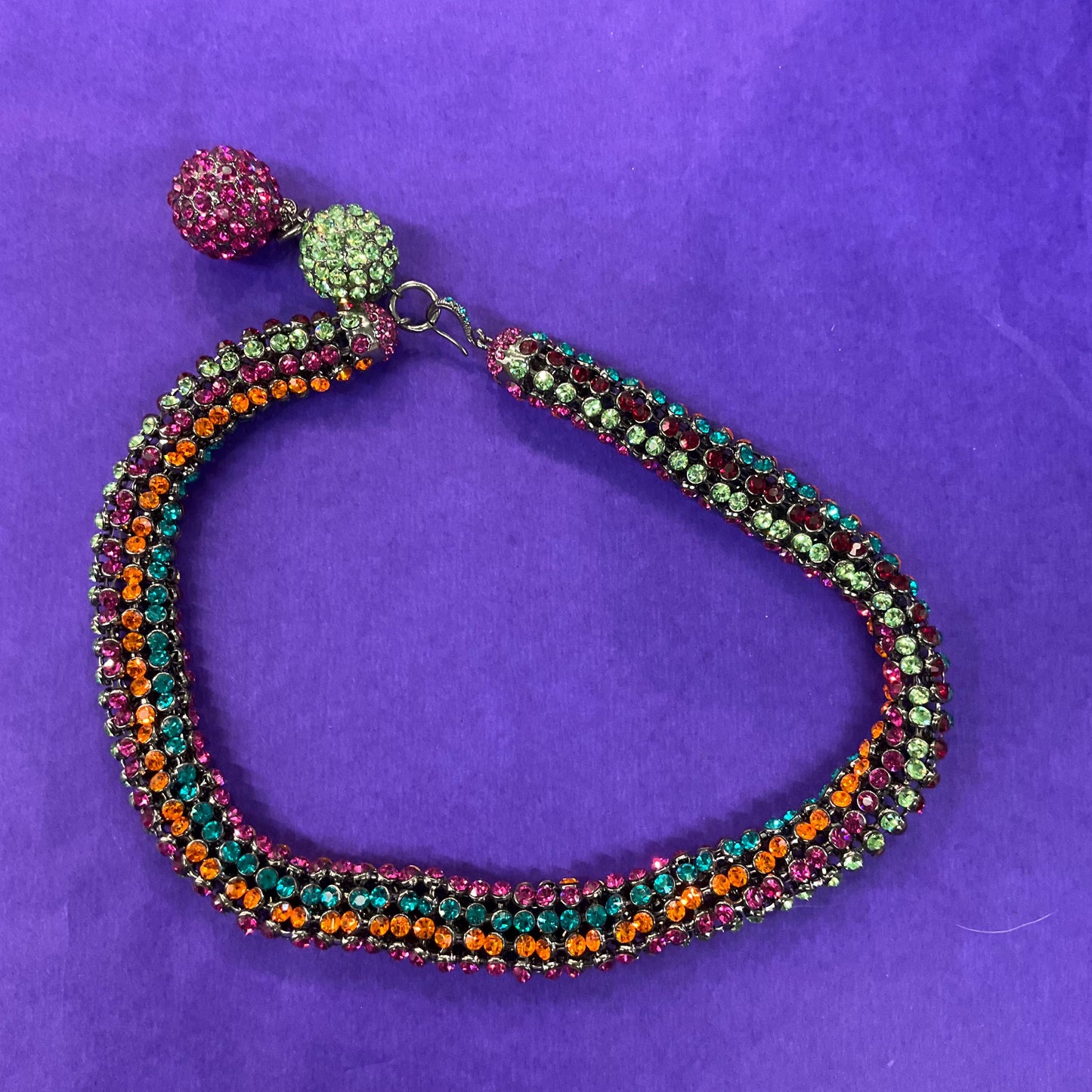 Vintage Butler and Wilson Rainbow Crystal Statement Rope Necklace , Multicoloured rhinestone crystals
