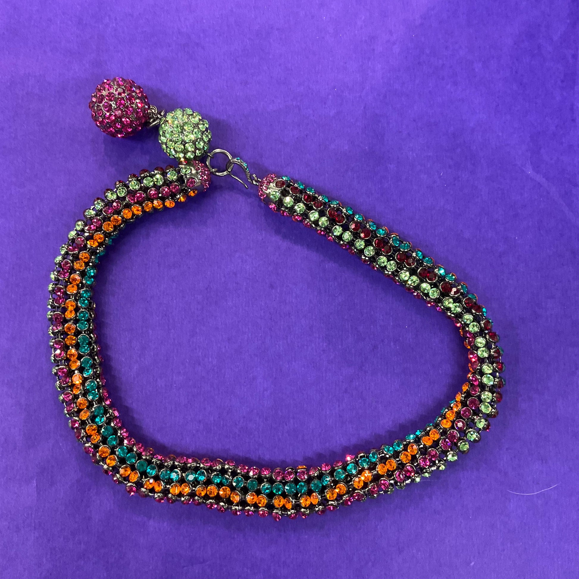 Vintage Butler and Wilson Rainbow Crystal Statement Rope Necklace , Multicoloured rhinestone crystals