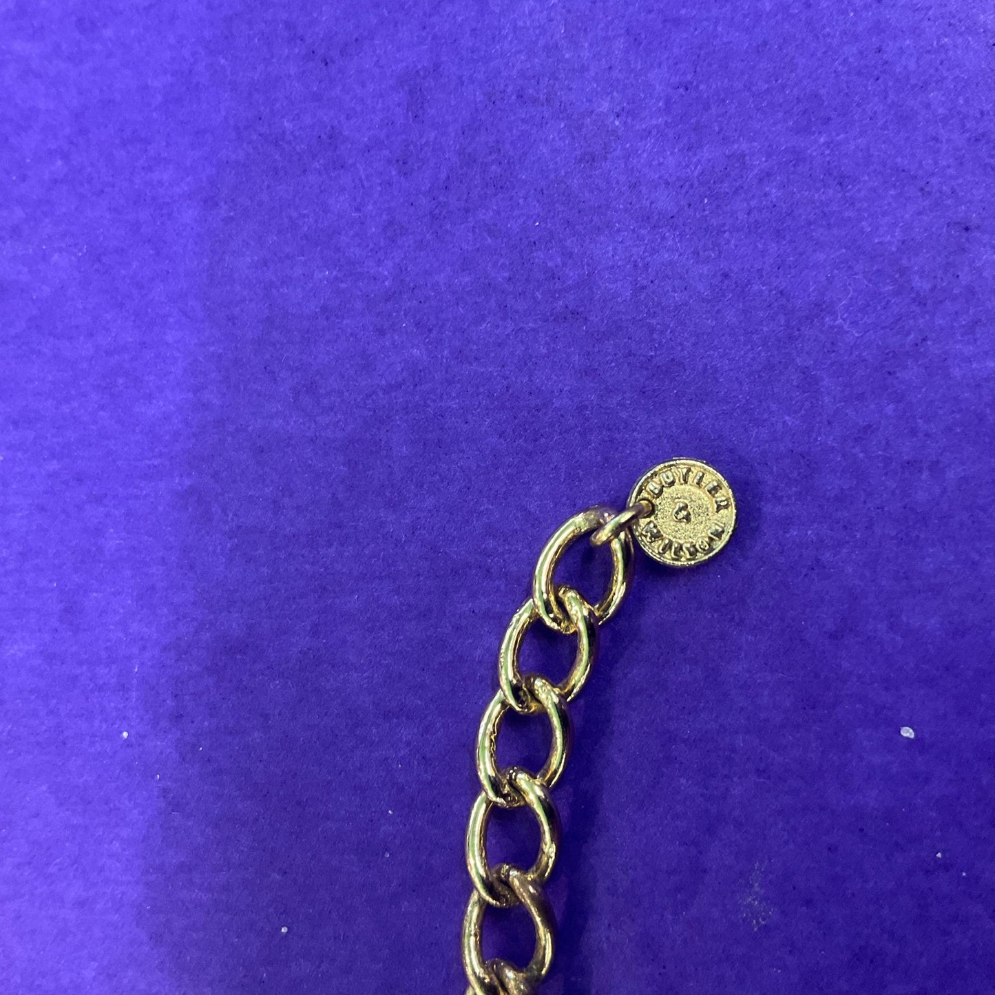 Vintage Butler and Wilson Red Crystal Heart Long Pendant, Gold Tone with Rhinestone Crystals and Curb Chain