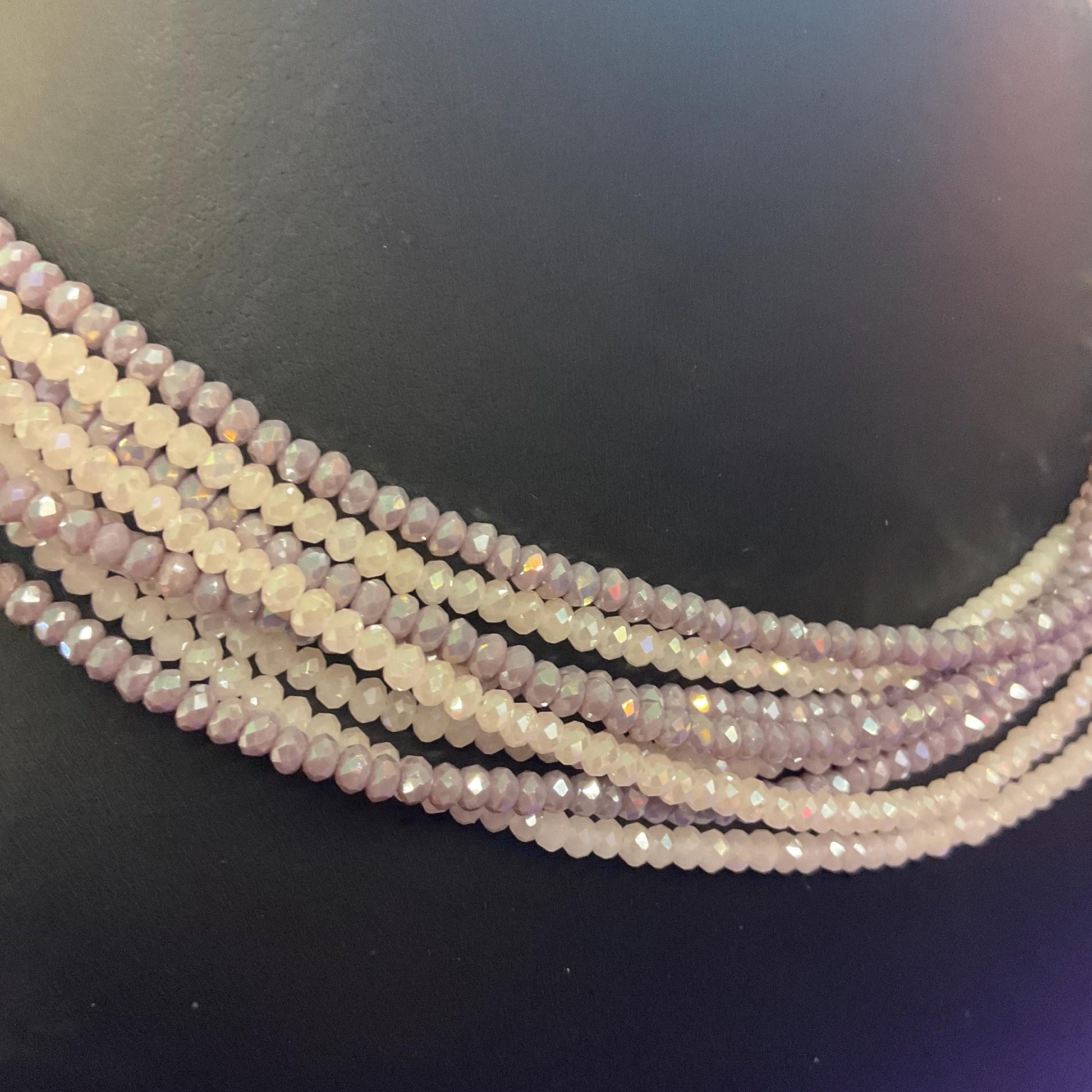 Vintage Bulter and Wilson Multistrand Borealis Crystal Necklace, Pale Pink and Mauve Crystals