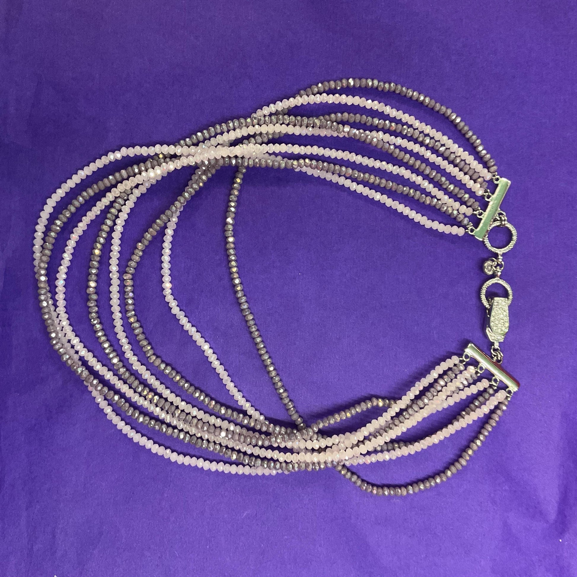 Vintage Bulter and Wilson Multistrand Borealis Crystal Necklace, Pale Pink and Mauve Crystals