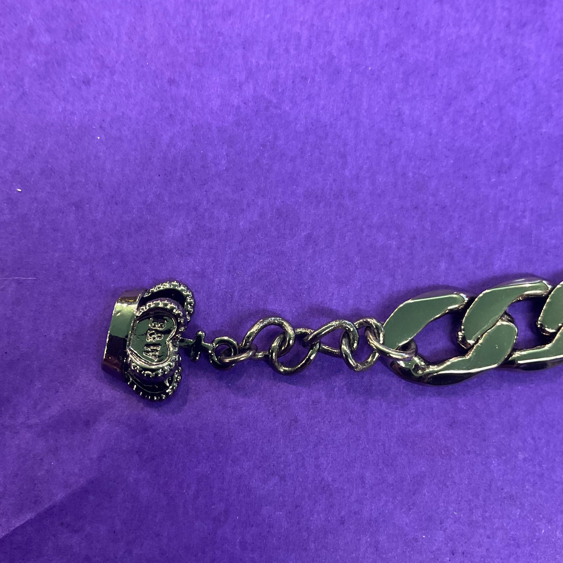 Vintage Butler and Wilson Crystal Gothic Stylised Cross Chain Bracelet, Dark Pewter Tone with Silver and Aurora Borealis Crystals
